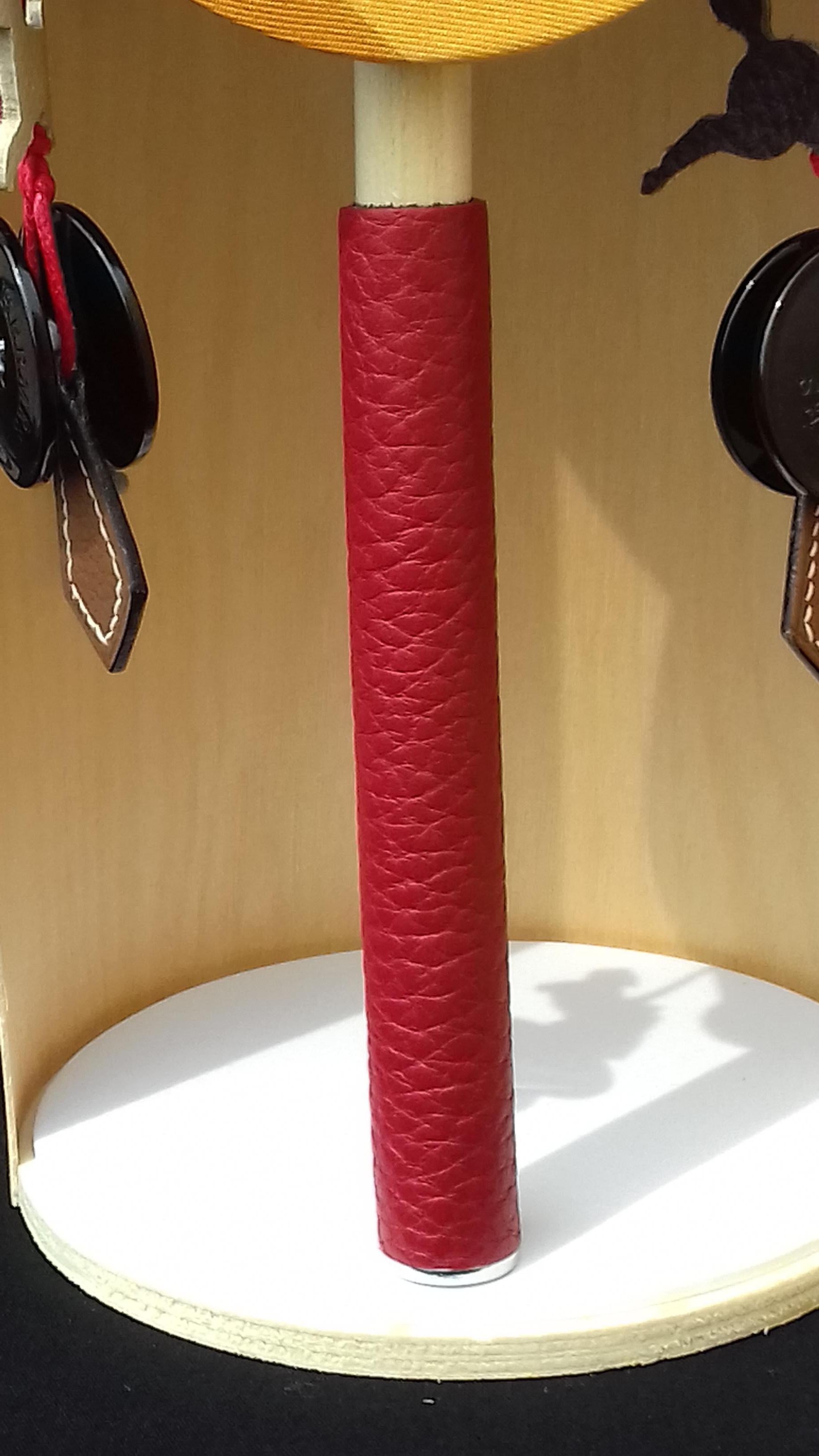 Hermès Petit H Tambourine Rattle Toy Silk Leather Wood in Box For Sale