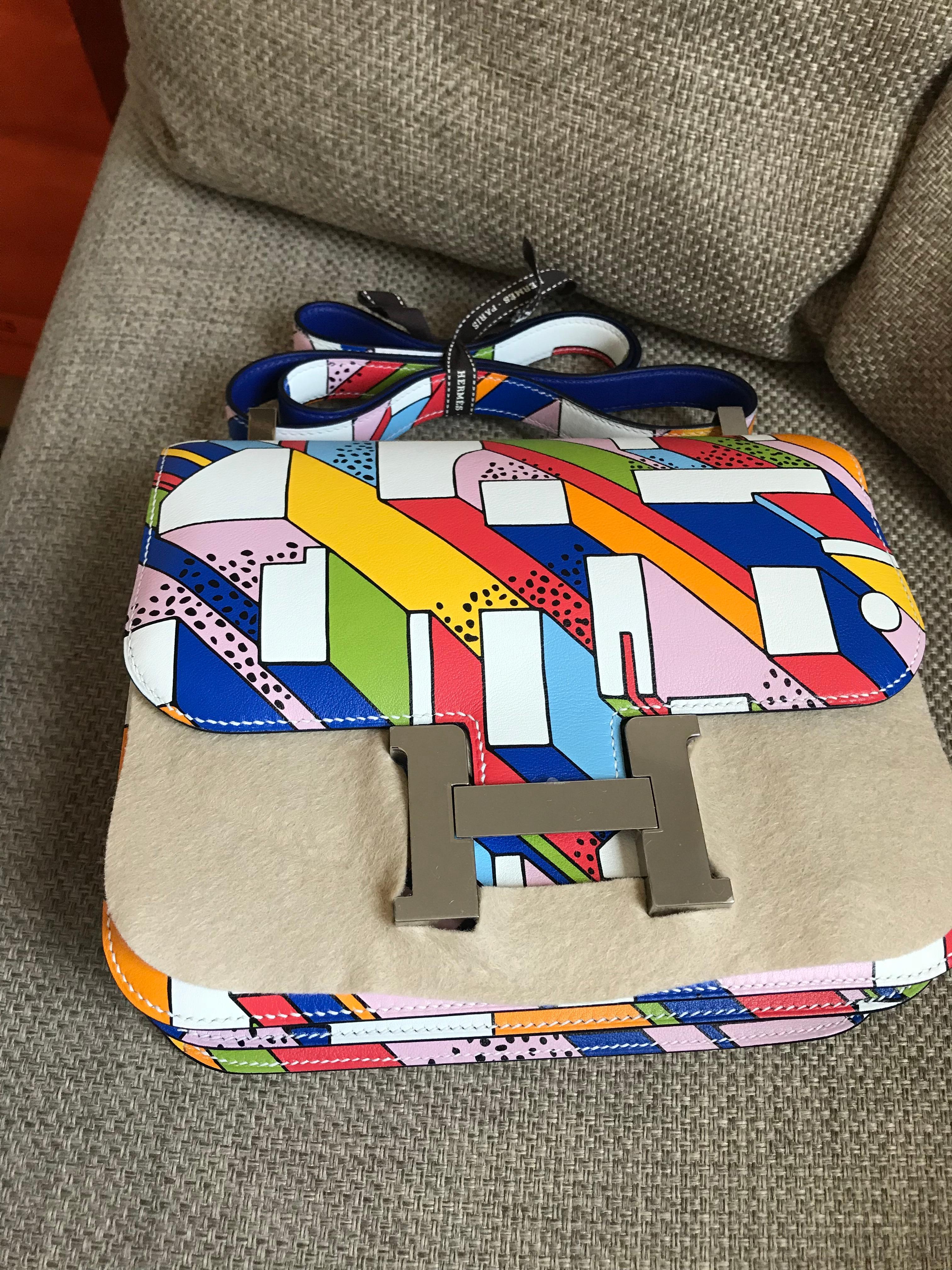 Hermès Veau Swift On a Summer Day White Multicolore Constance III 24 Bag, 2018 2