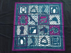 Hermès Cotton Scarf Carré Le Boubou H Navy Purple Men's Collection 65 cm