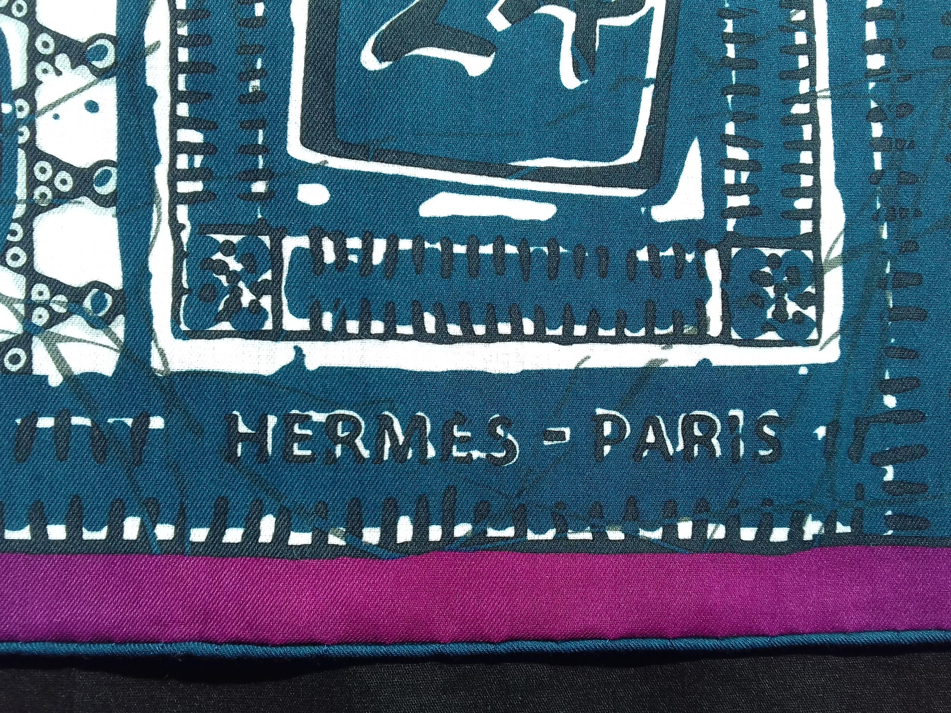Women's or Men's Hermès Cotton Scarf Carré Le Boubou H Navy Purple Men's Collection 65 cm 