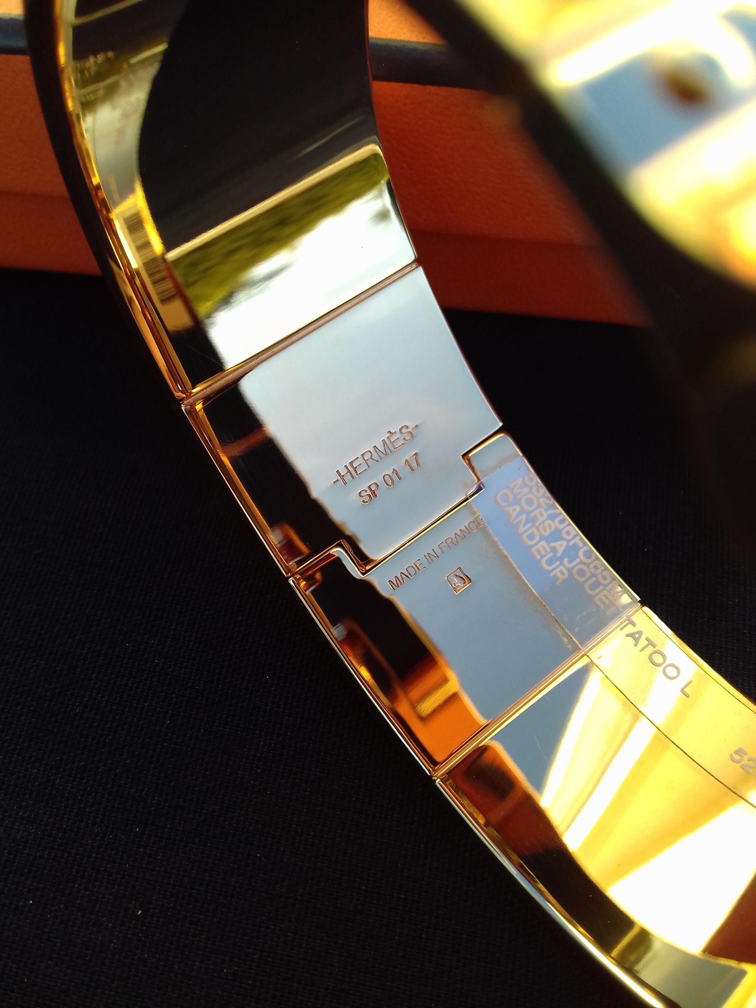 Hermès Charnière Hinged Mors a Jouet Tattoo Candeur Rosé Gold Enamel Bracelet  2