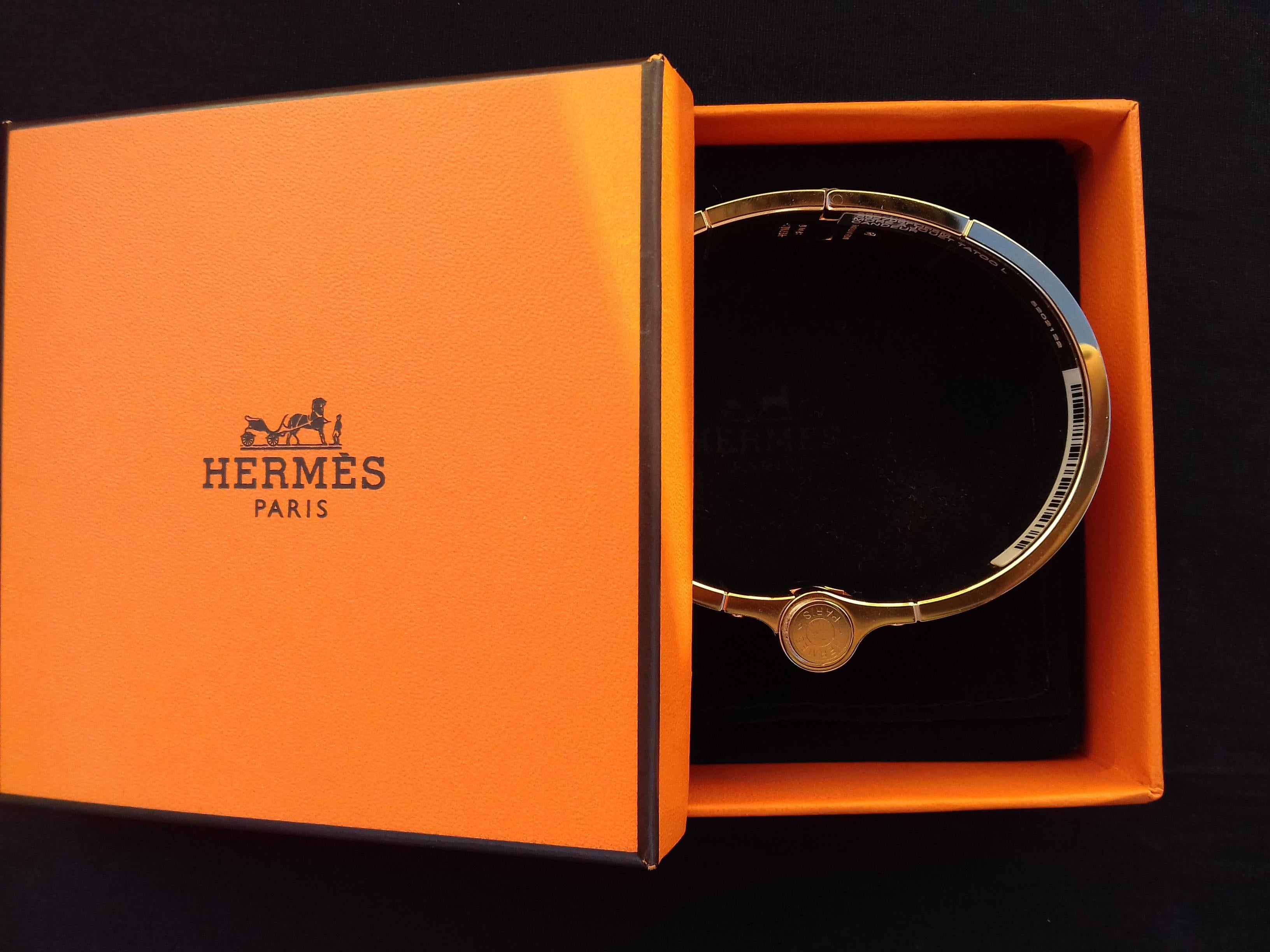 Hermès Charnière Hinged Mors a Jouet Tattoo Candeur Rosé Gold Enamel Bracelet  12