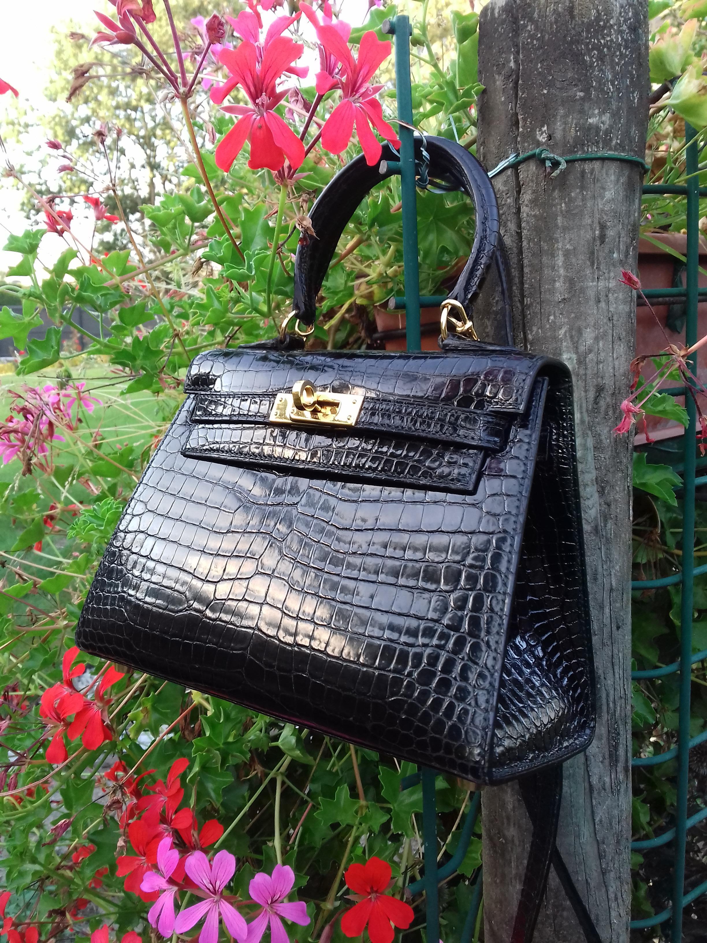 Hermès Mini Kelly Vintage Bag Sellier Black Croco Ghw 20 cm RARE 8