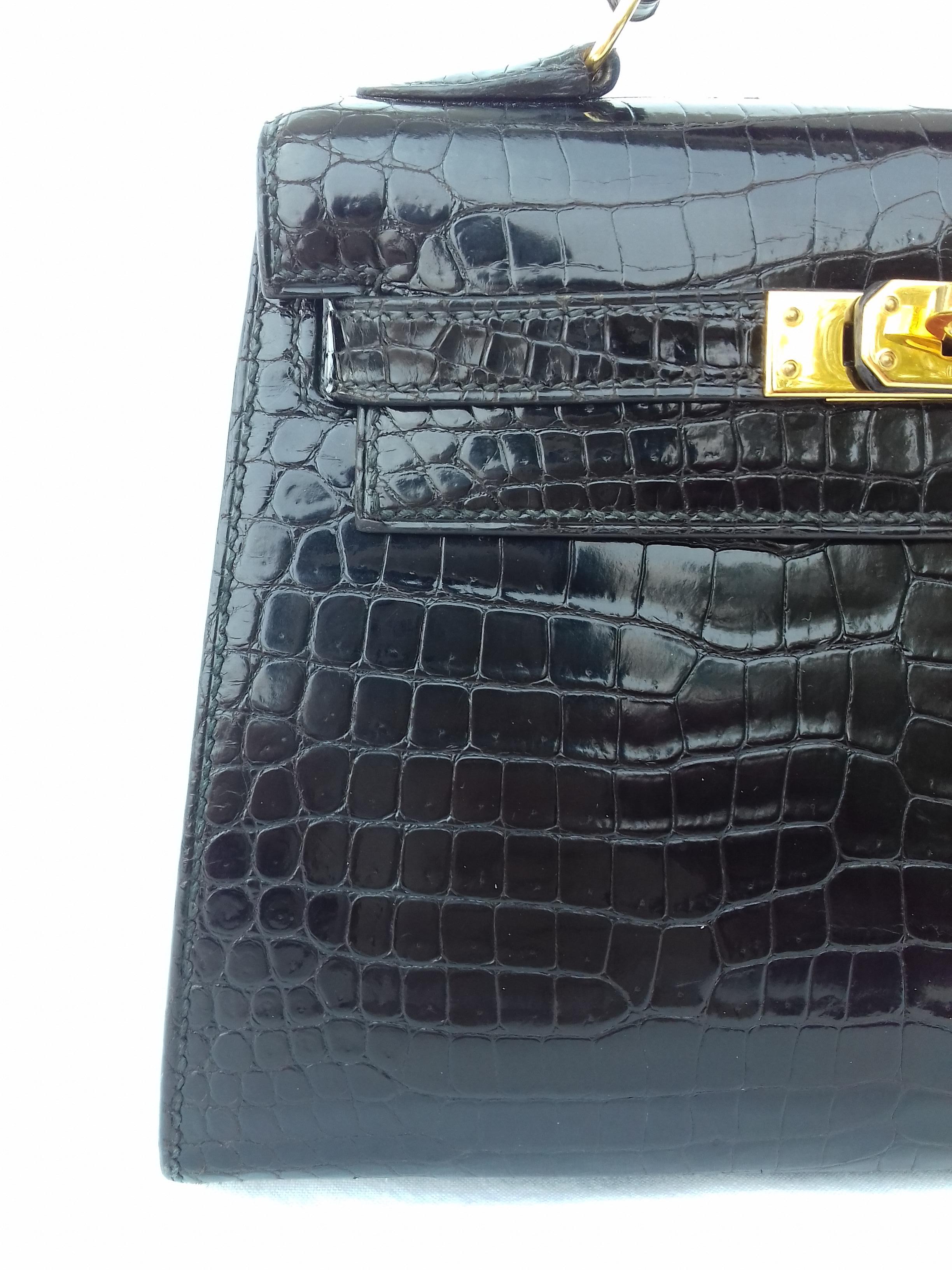 Hermès Mini Kelly Vintage Bag Sellier Black Croco Crocodile Ghw 20 cm RARE 5