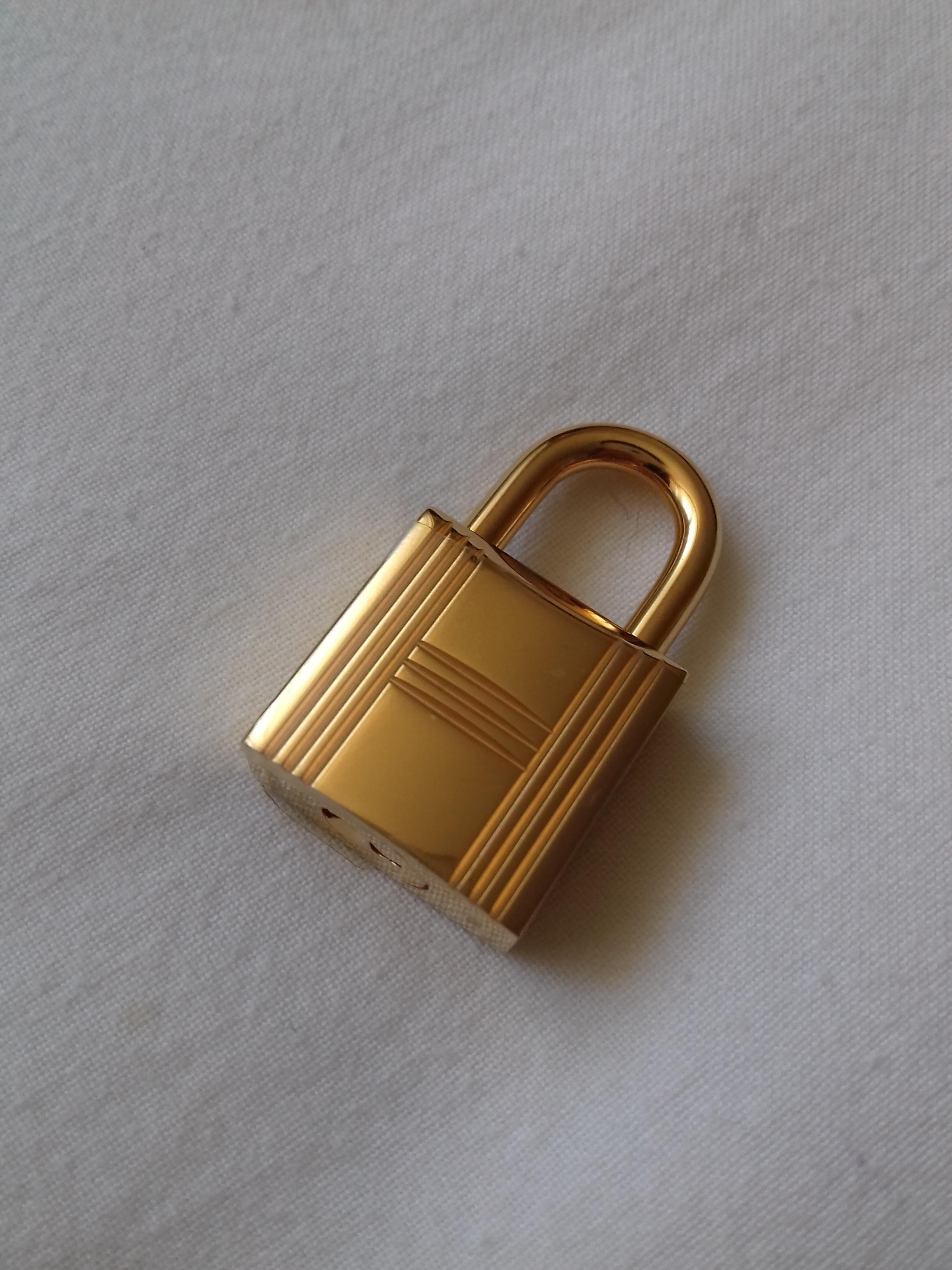 Brown Hermès Gold Clemence Leather Clochette Tirette Golden Lock Keys for Kelly Birkin