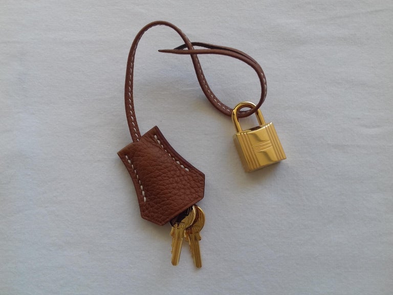 Hermès Gold Clemence Leather Clochette Tirette Golden Lock Keys for