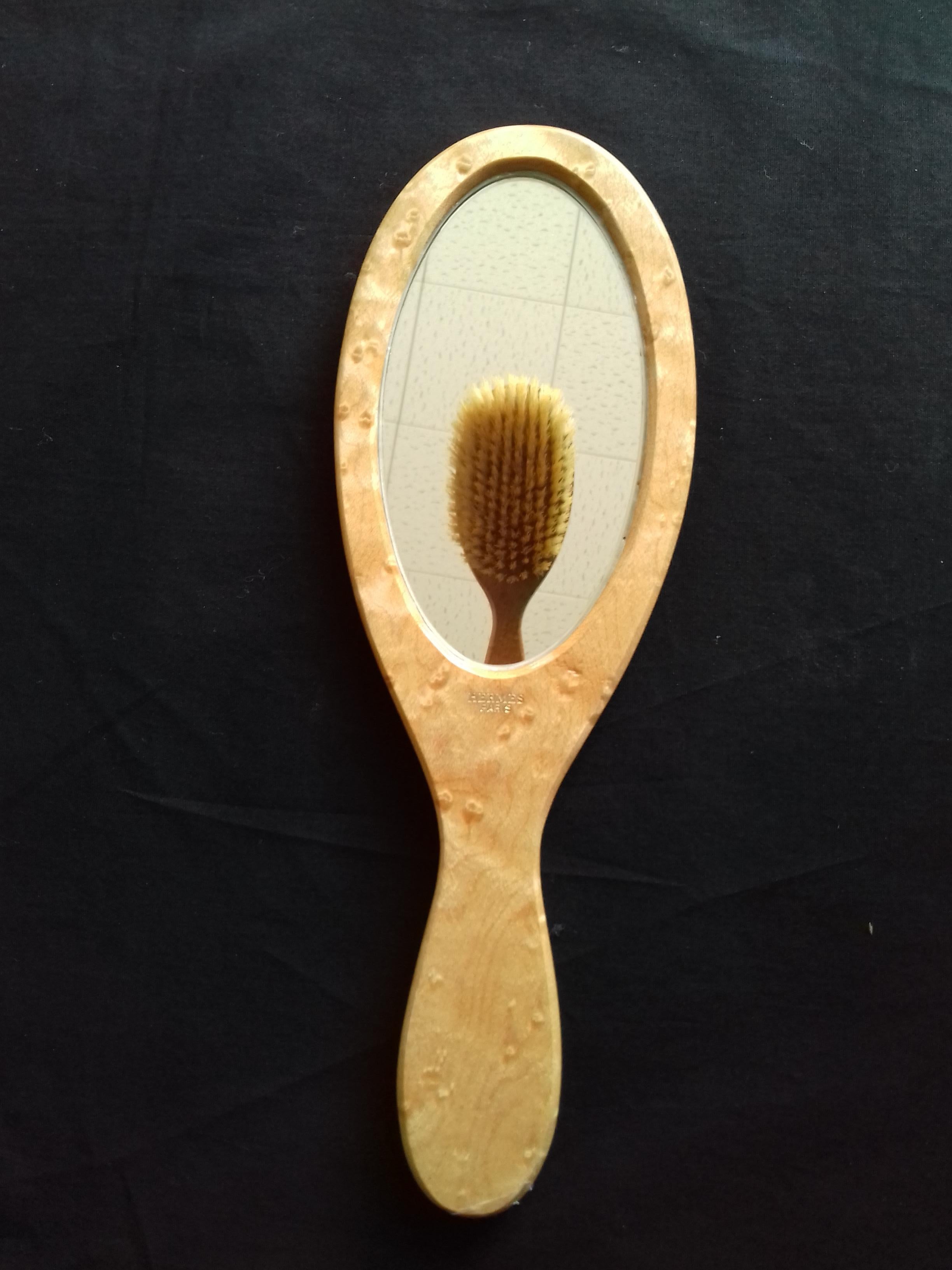 Hermès Marquetry Lacquered Wood Hair Brush and Mirror Set  For Sale 3