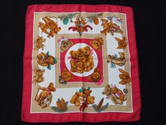 Hermès Silk Scarf Gavroche Confidents des Coeurs Bear Loic Dubigeon 43 cm