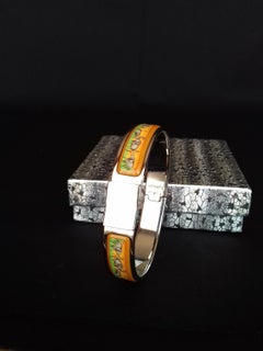 Hermès Enamel Printed Bracelet Clic Clac Version Elephants Grazing Phw Narrow