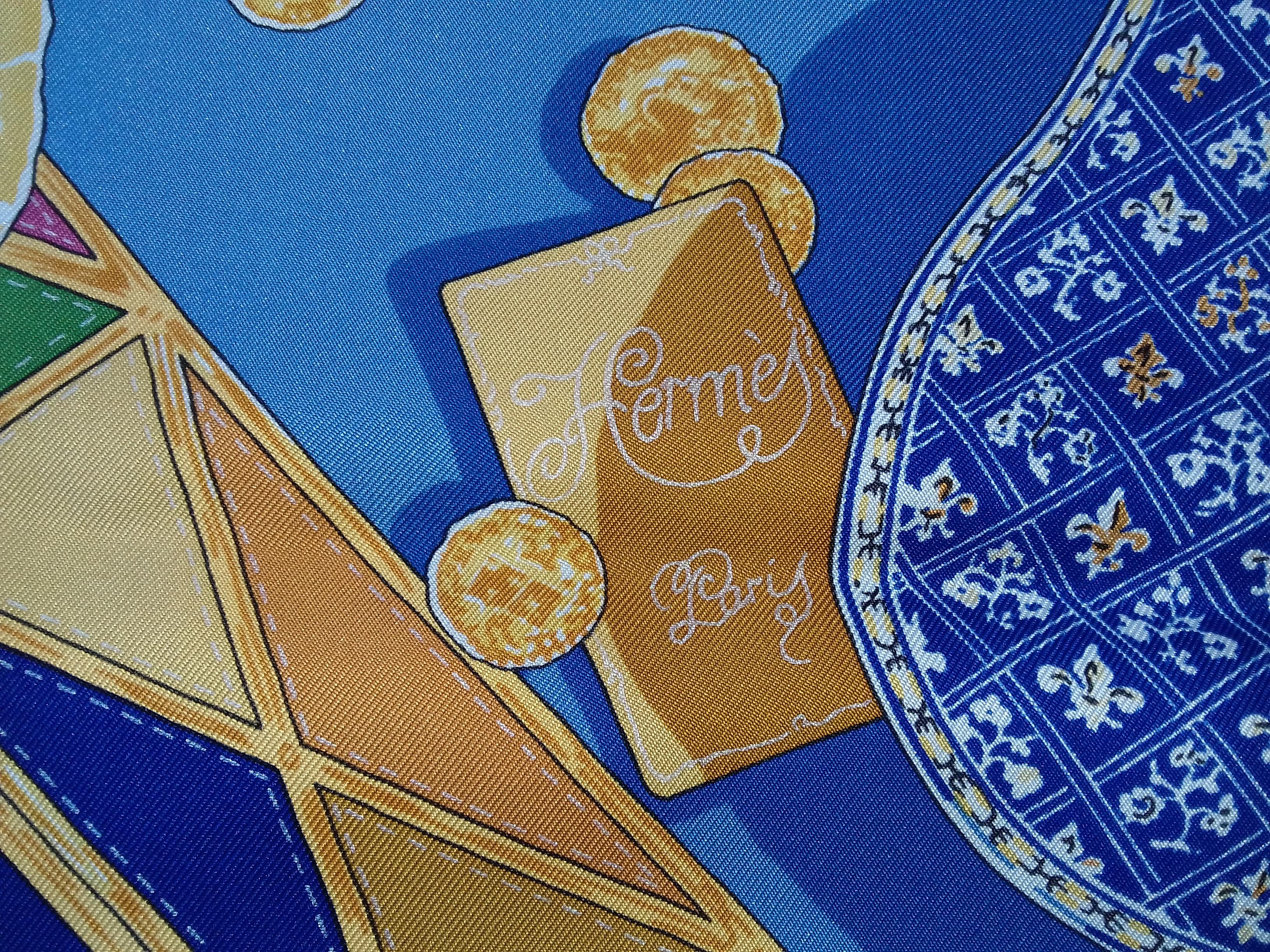 Hermès Silk Scarf Au clair de la Lune Mon ami Pierrot Sandra Laroche Blue 90 cm 5