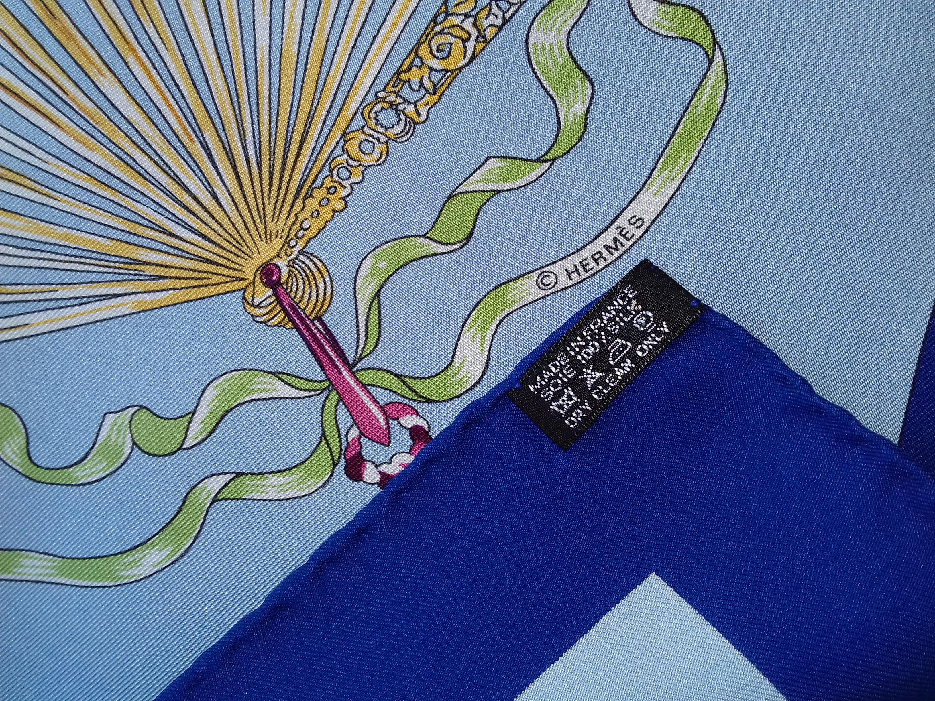 Hermès Silk Scarf Au clair de la Lune Mon ami Pierrot Sandra Laroche Blue 90 cm 9