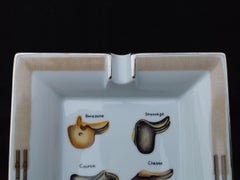 Hermès Printed Porcelain Cigar Ashtray Change Tray Saddles Rodeo Texas RARE