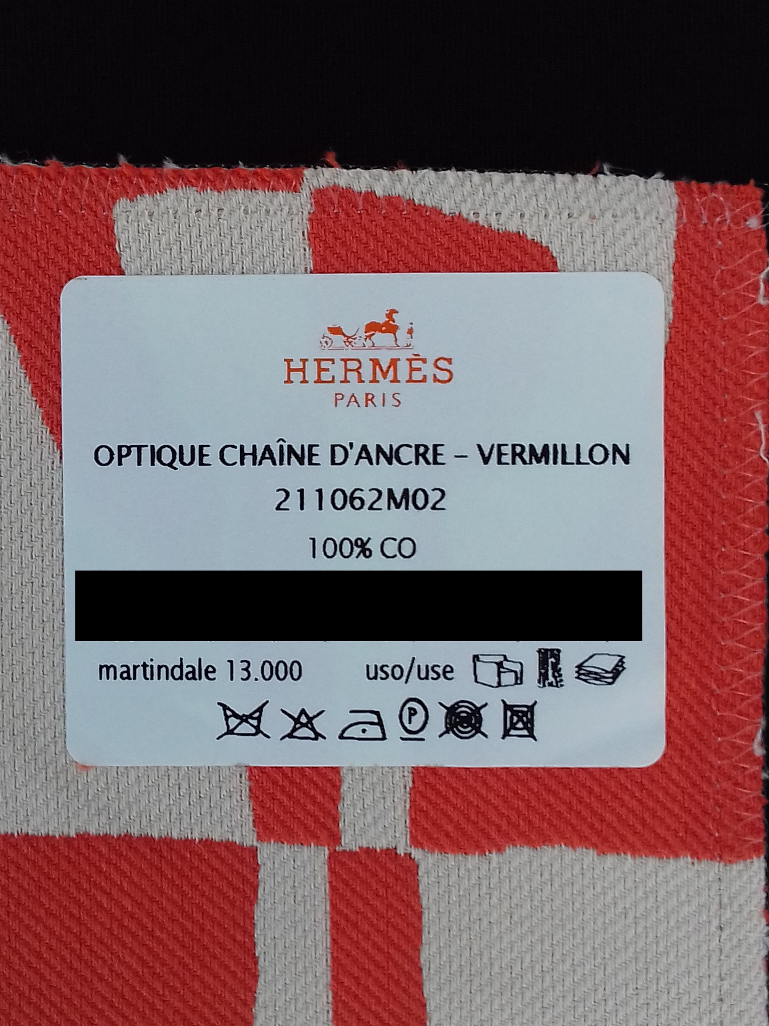 Women's or Men's Hermès Piece of Tissue Fabric Optique Chaine Ancre Anchor Chain Pattern Cotton