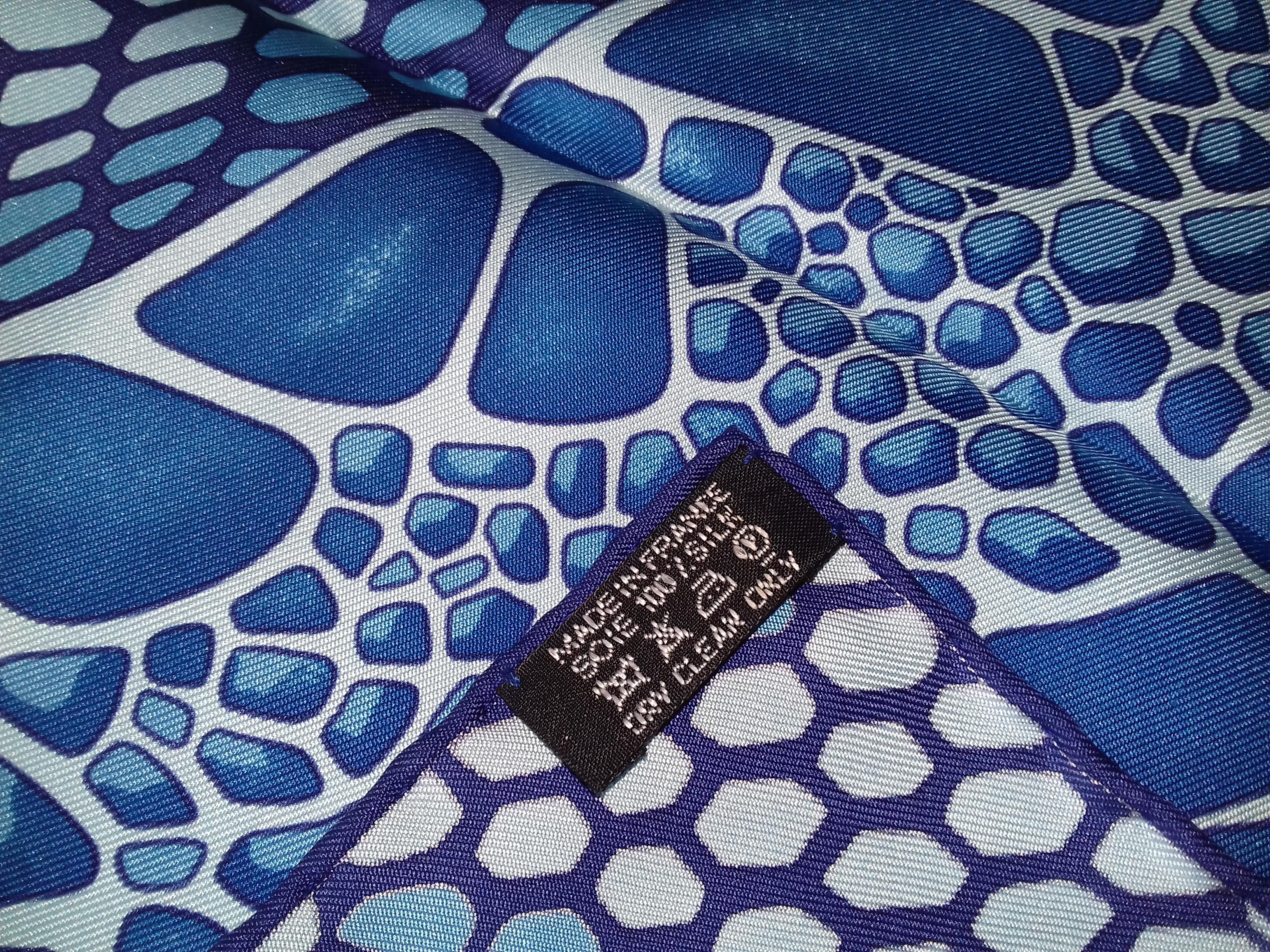 Hermès Silk Scarf De Madras A Zakynthos Turtle Blue White 90 cm 9