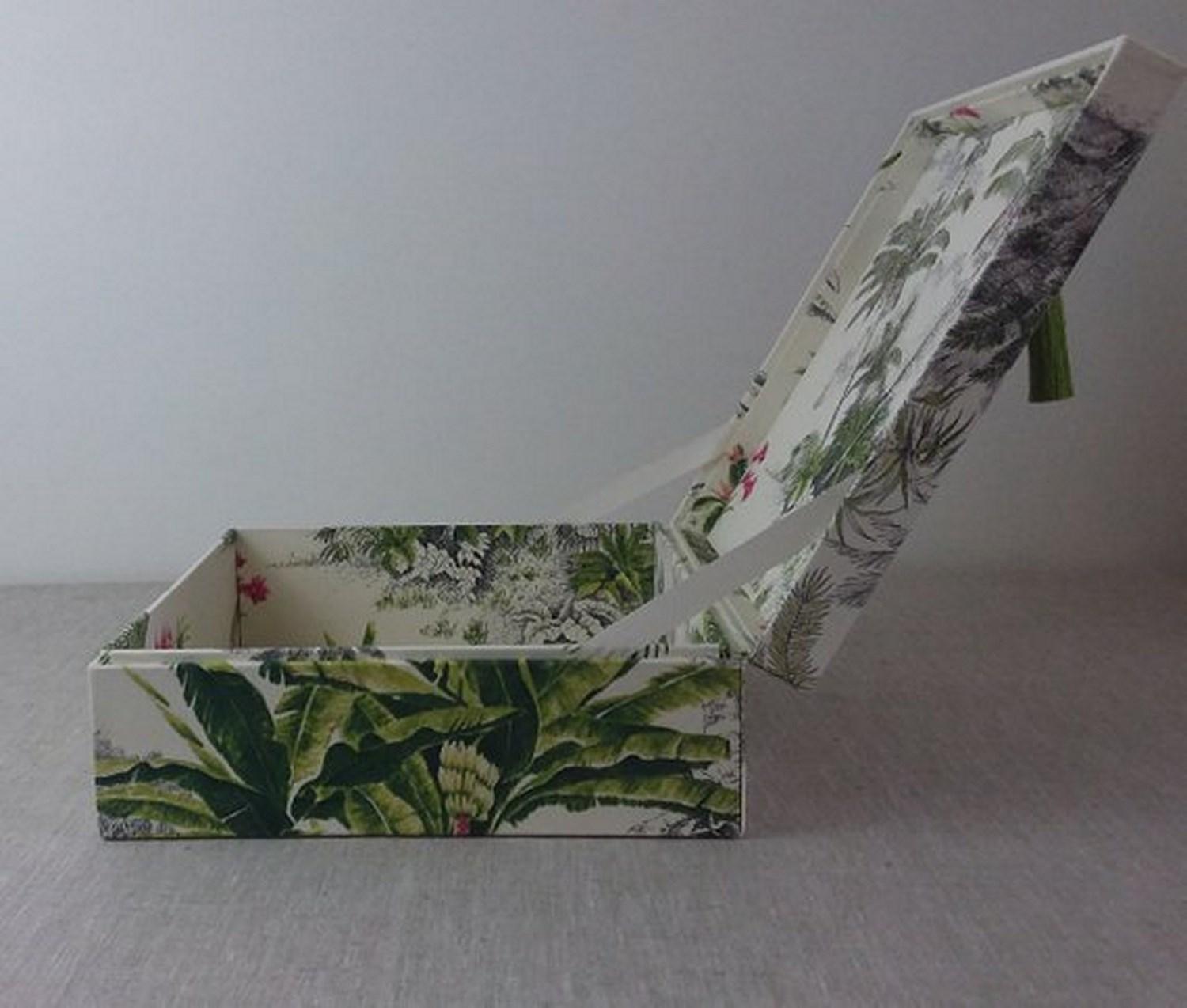 Women's or Men's Palm Tree Printed Fabric Decorative Storage Box for Scarves 