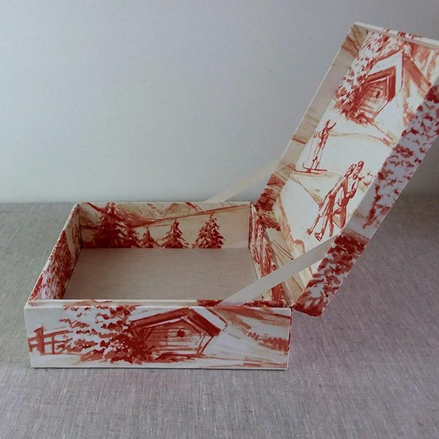 Winter Pattern Fabric Decorative Storage Box for Scarves  2