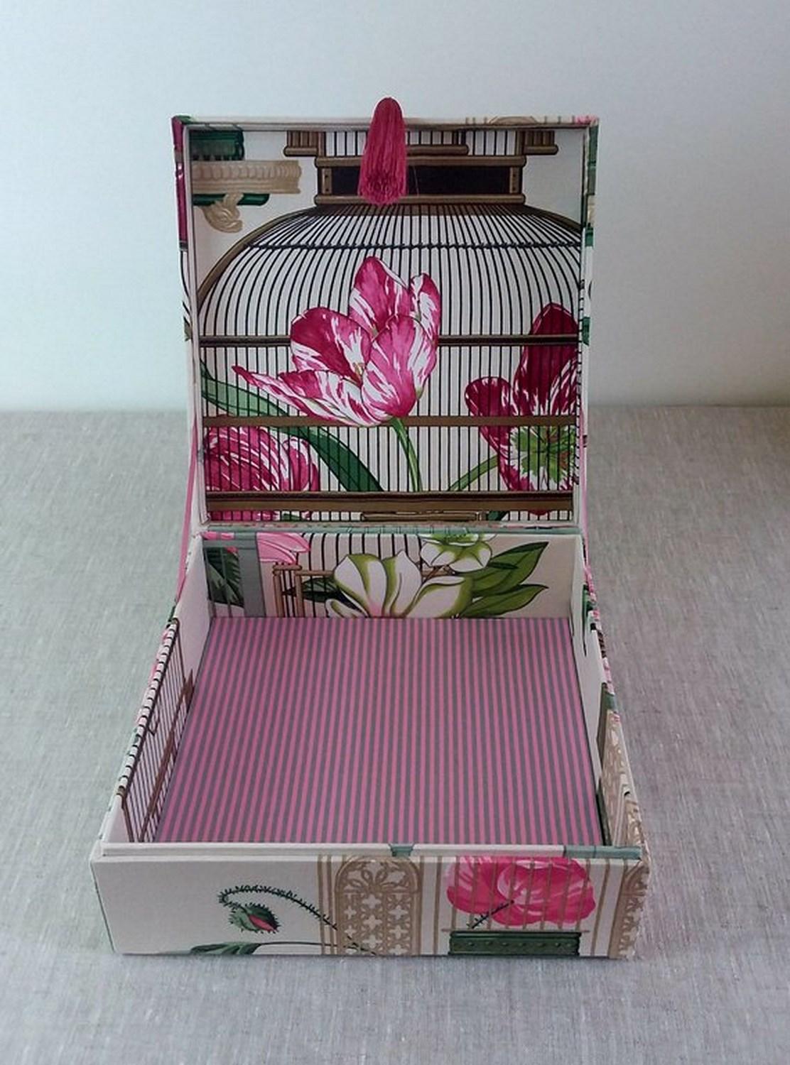 Women's or Men's Andalouse Manuel Canovas Fabric Decorative Storage Box for Scarves 