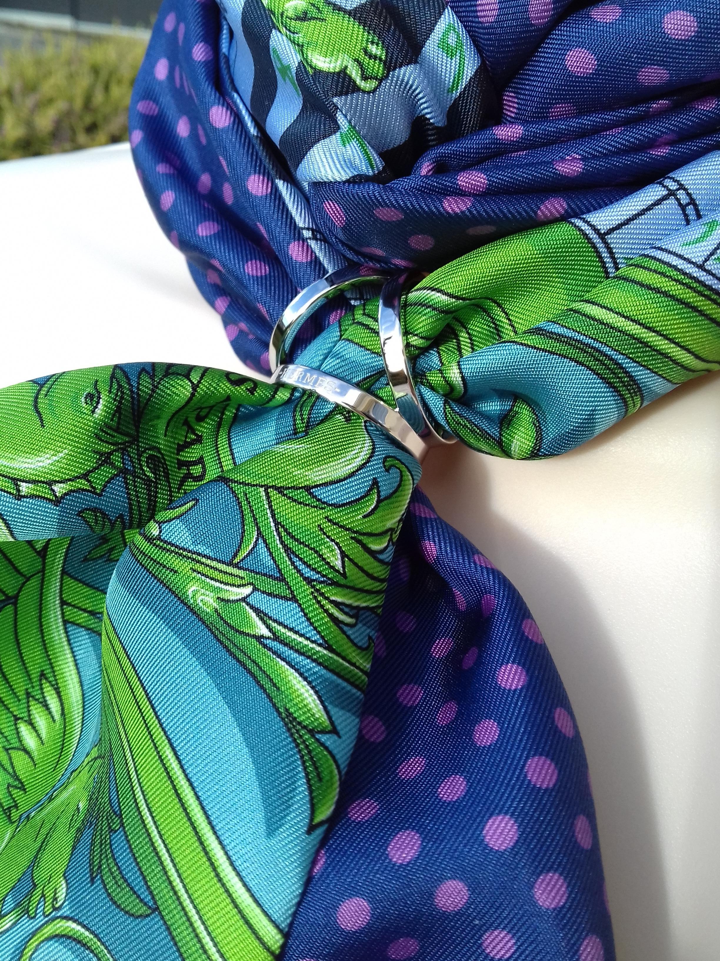 Hermès Silk Scarf Maxi Twilly Cut Astrologie Pois (Dies et Hore) Blue Green Box 15