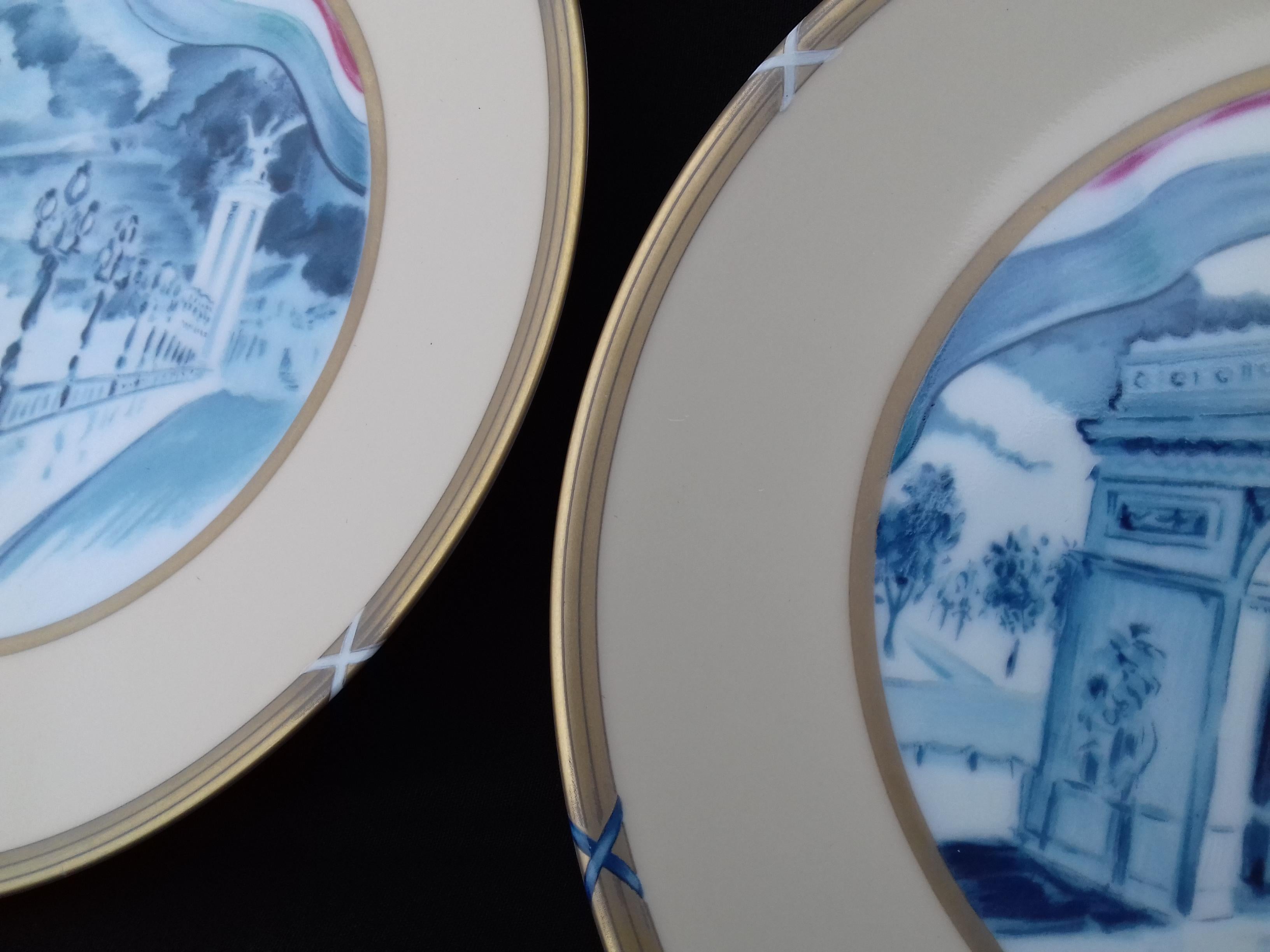 Hermès Exceptional Set of 4 Plates Souvenir De Paris French Revolution RARE For Sale 5