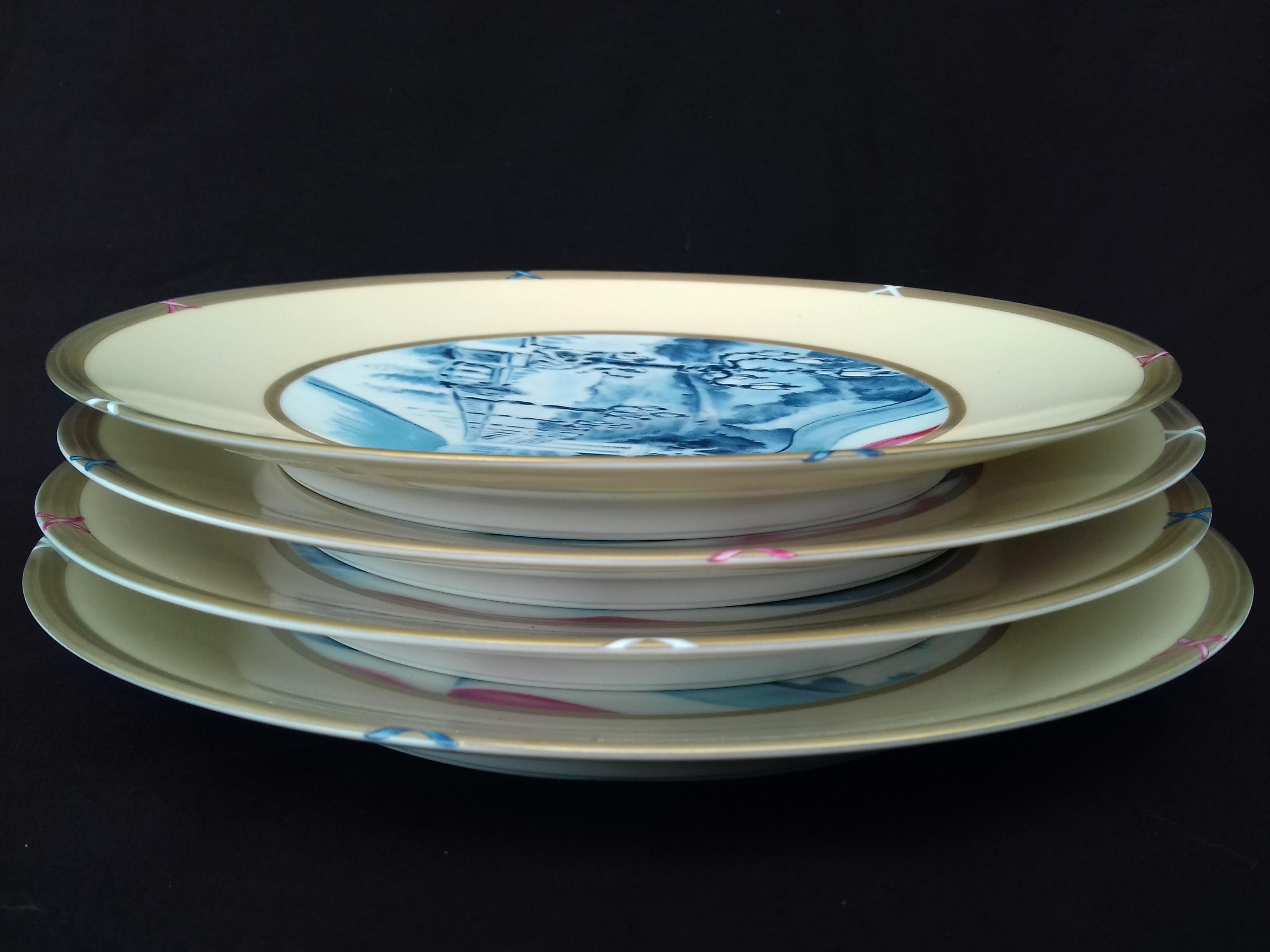 Hermès Exceptional Set of 4 Plates Souvenir De Paris French Revolution RARE For Sale 8