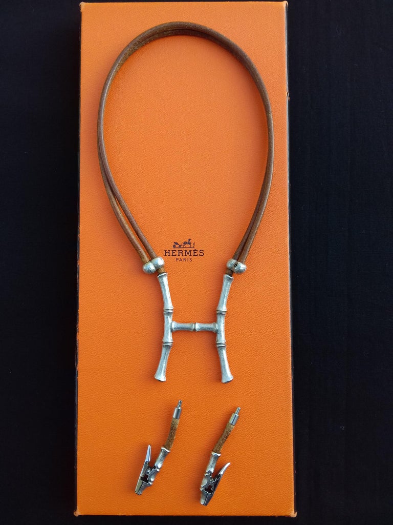 Hermès Paris Bambou Halter Necklace for scarf Collier Brown 