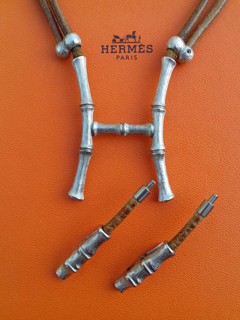 Hermès Paris Bambou Halter Necklace for scarf Collier Brown 