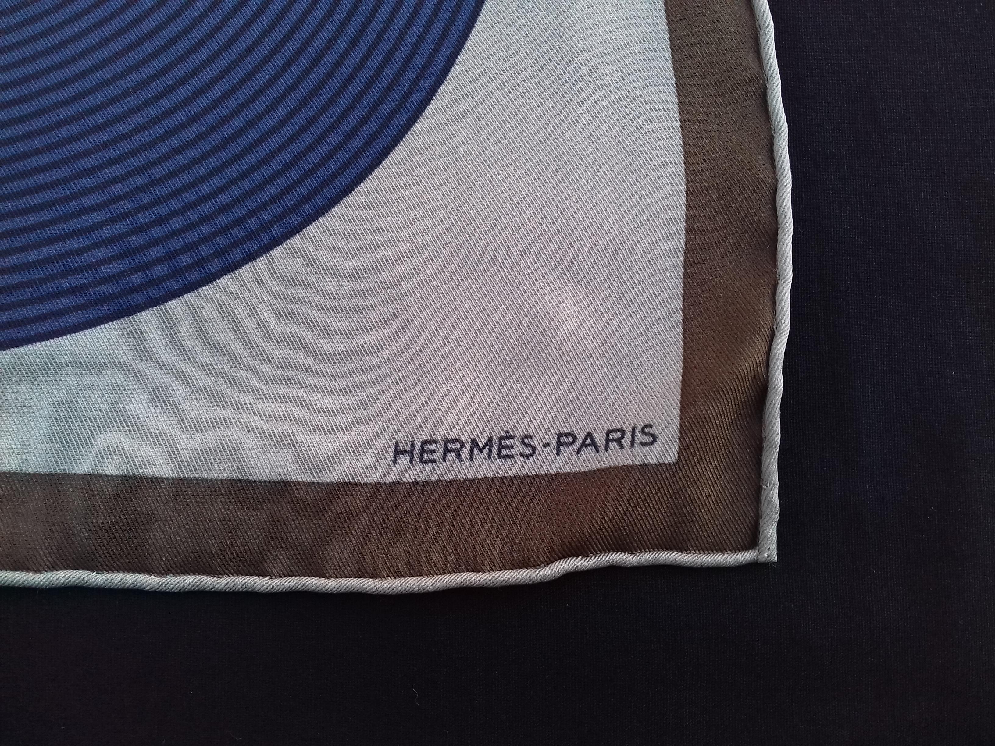 Black Hermès Silk Scarf Chaine D'ancre Pattern Green Khaki Blue 70 cm 