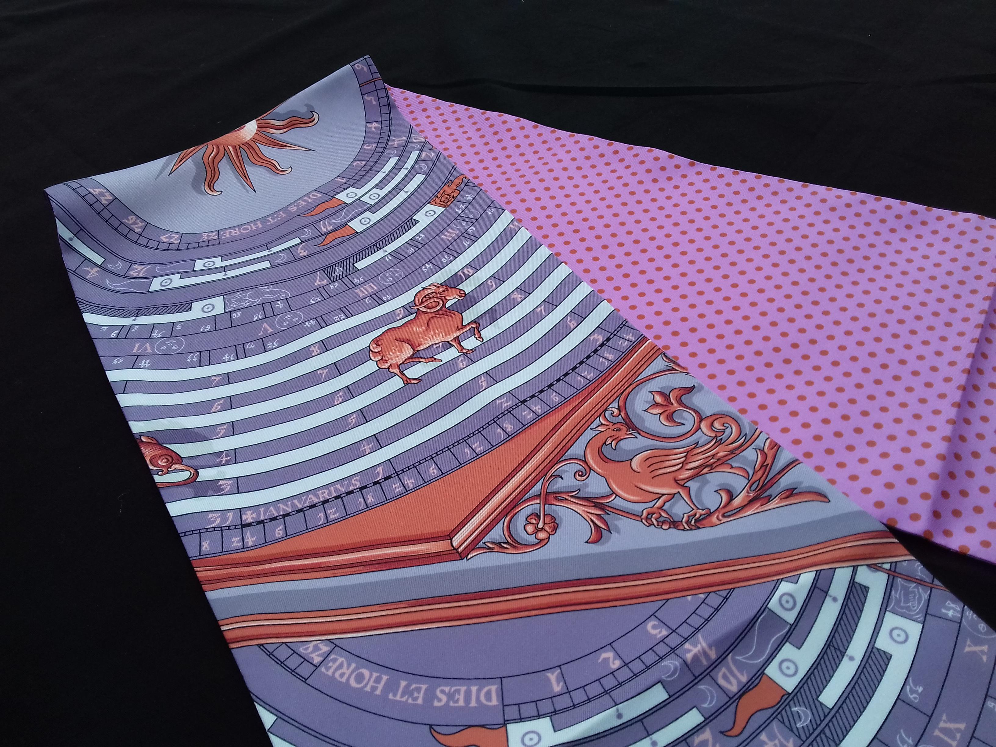 Purple Hermès Silk Scarf Maxi Twilly Cut Astrologie Pois (Dies et Hore) Parma In Box