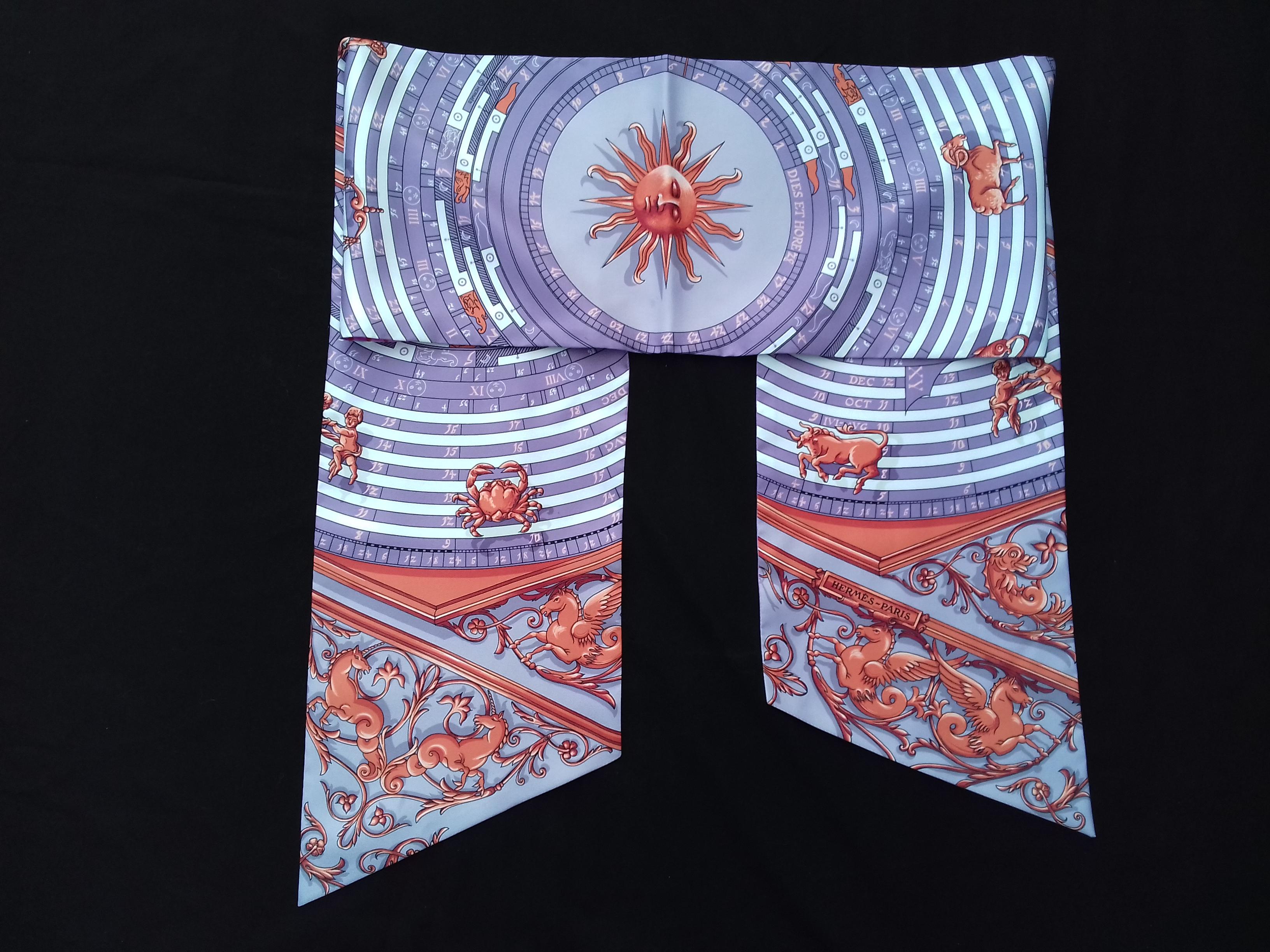 Hermès Silk Scarf Maxi Twilly Cut Astrologie Pois (Dies et Hore) Parma In Box 9