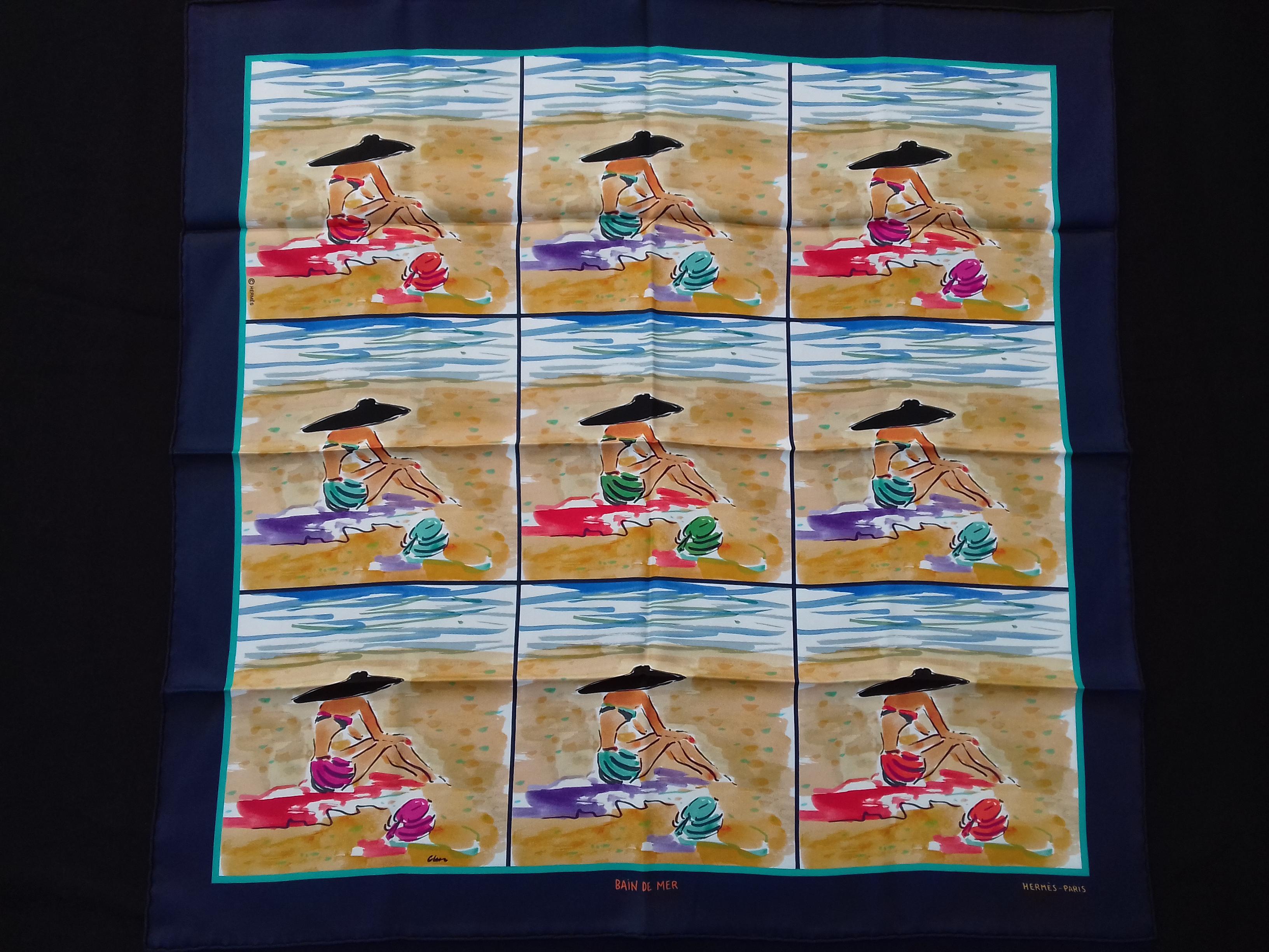 Hermès Silk Scarf Bain de Mer Jean Louis Clerc 2016 68 cm 6