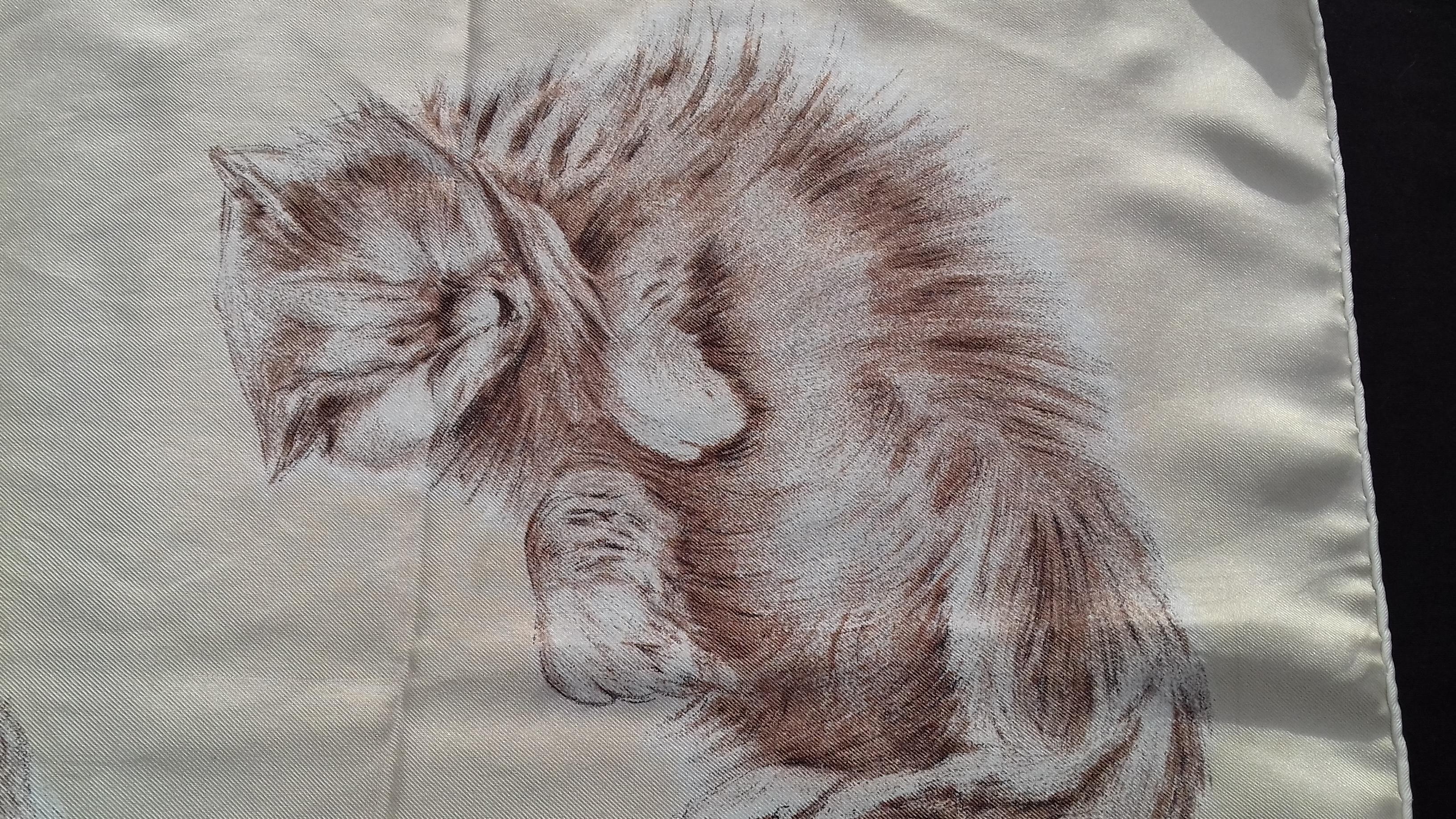 Hermès Vintage Silk Scarf Chats Persans Persian Cats De Poret 1956 Rare GRAIL  8