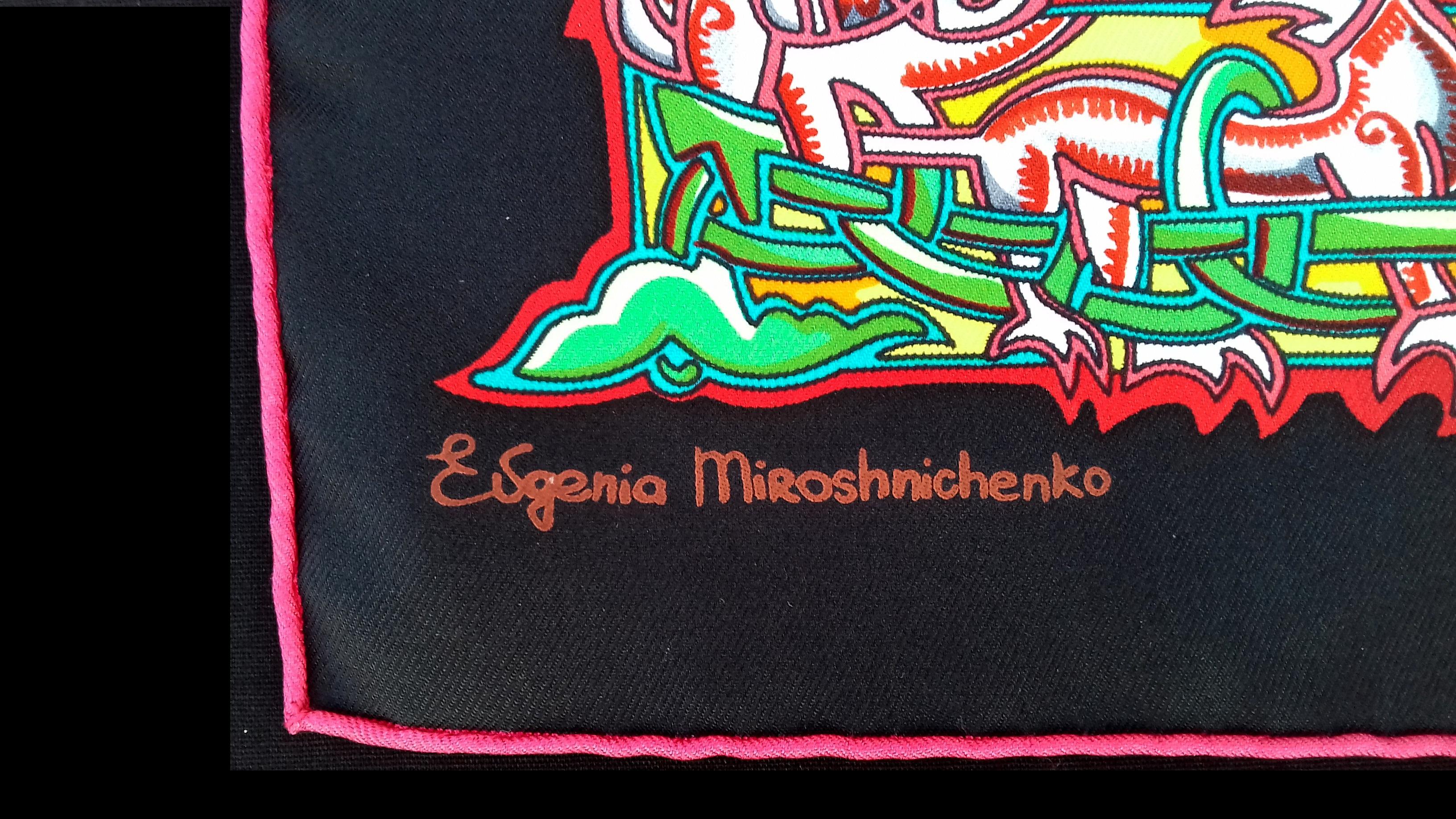 Hermès Silk Scarf ALPHABET RUSSE Evgenia Miroshnichenko Rare in Black 90 cm 3