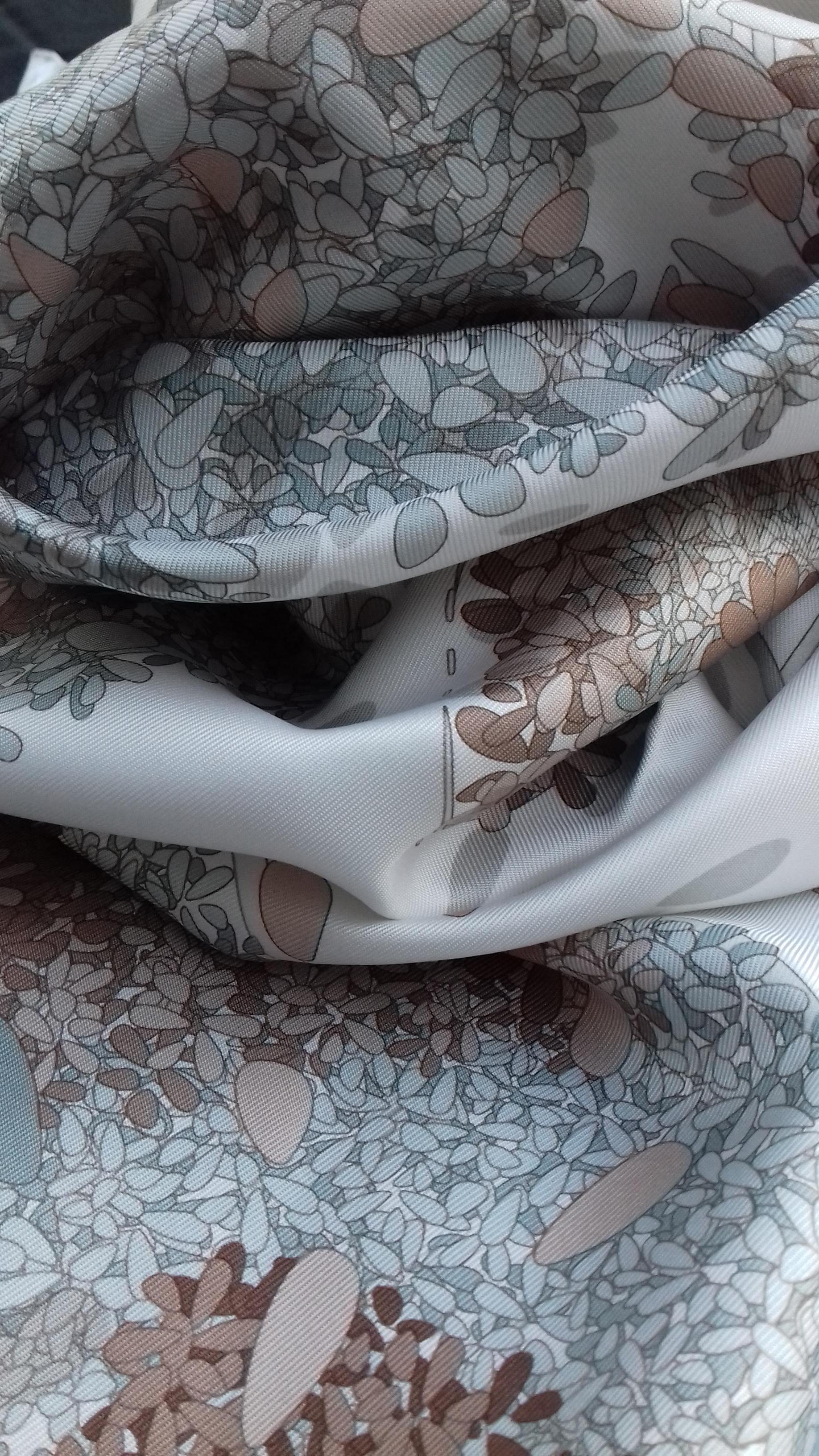 Hermès Silk Scarf Offrandes d'un jour Rybaltchenko Blanc Sepia Marron 90 cm 8