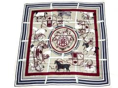 Authentic Hermes Cotton Silk Scarf Imprimeur Fou RARE