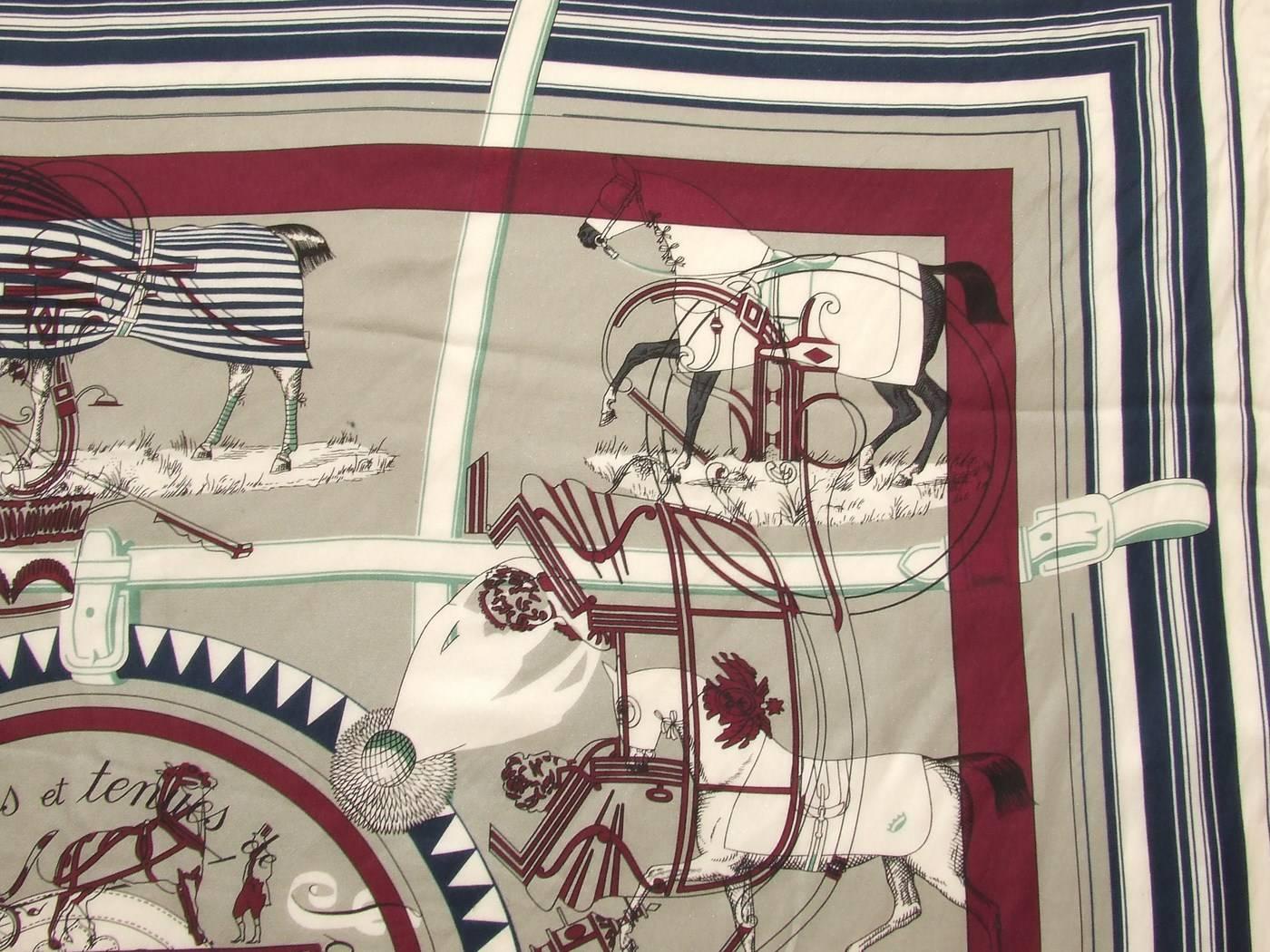 Authentic Hermes Cotton Silk Scarf Imprimeur Fou RARE 1