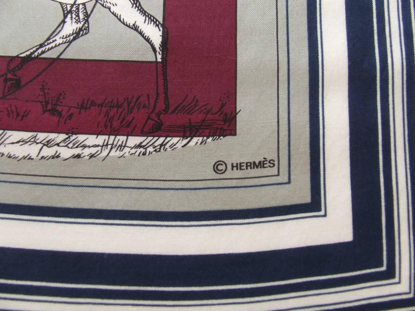 Authentic Hermes Cotton Silk Scarf Imprimeur Fou RARE 3