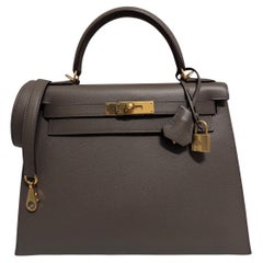 Hermes Kelly 28 Etain gold hardware