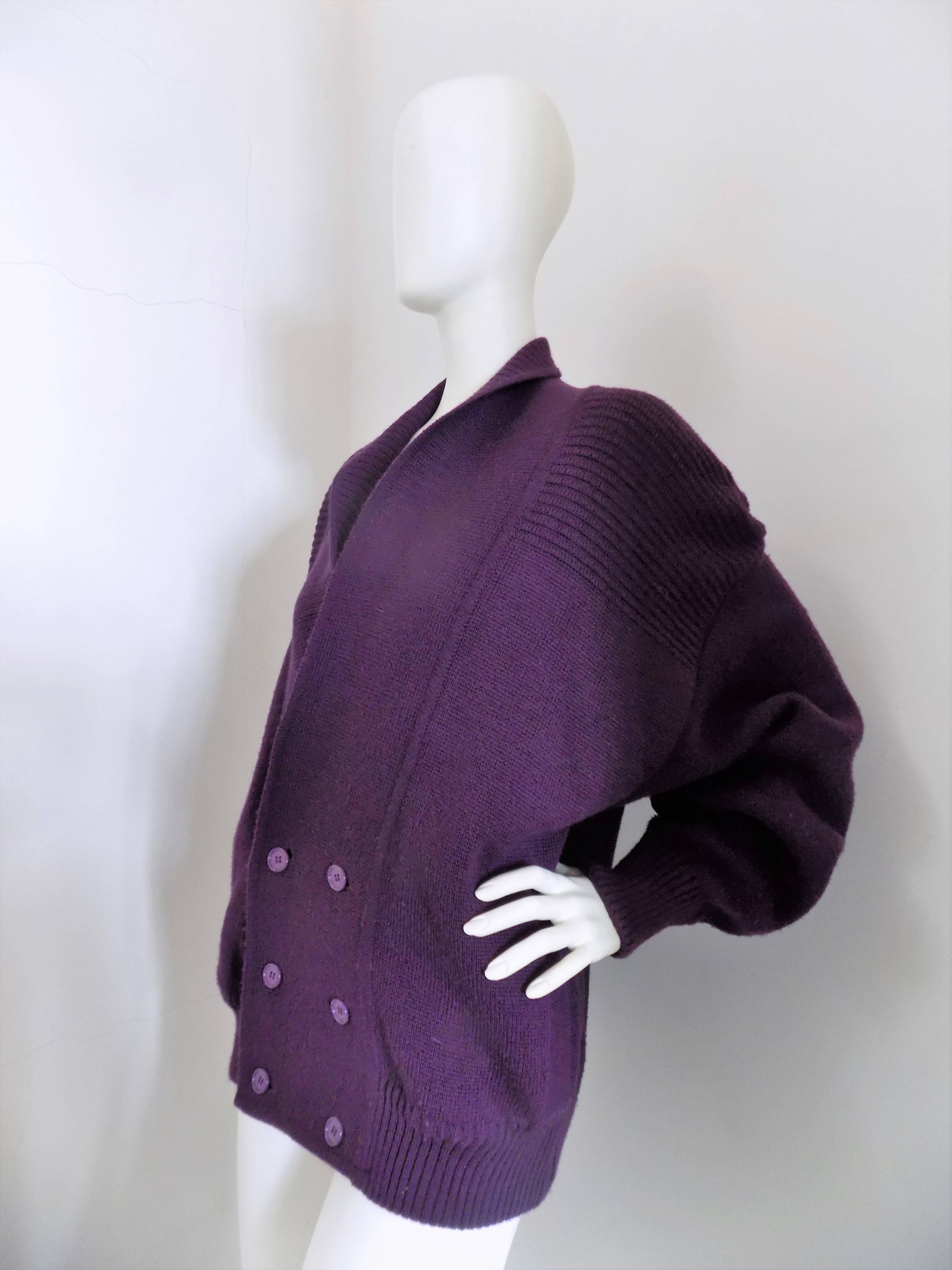 Black Yves Saint Laurent Purple Cardigan