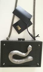 Roberto Cavalli Black Snake Skin Clutch NWOT