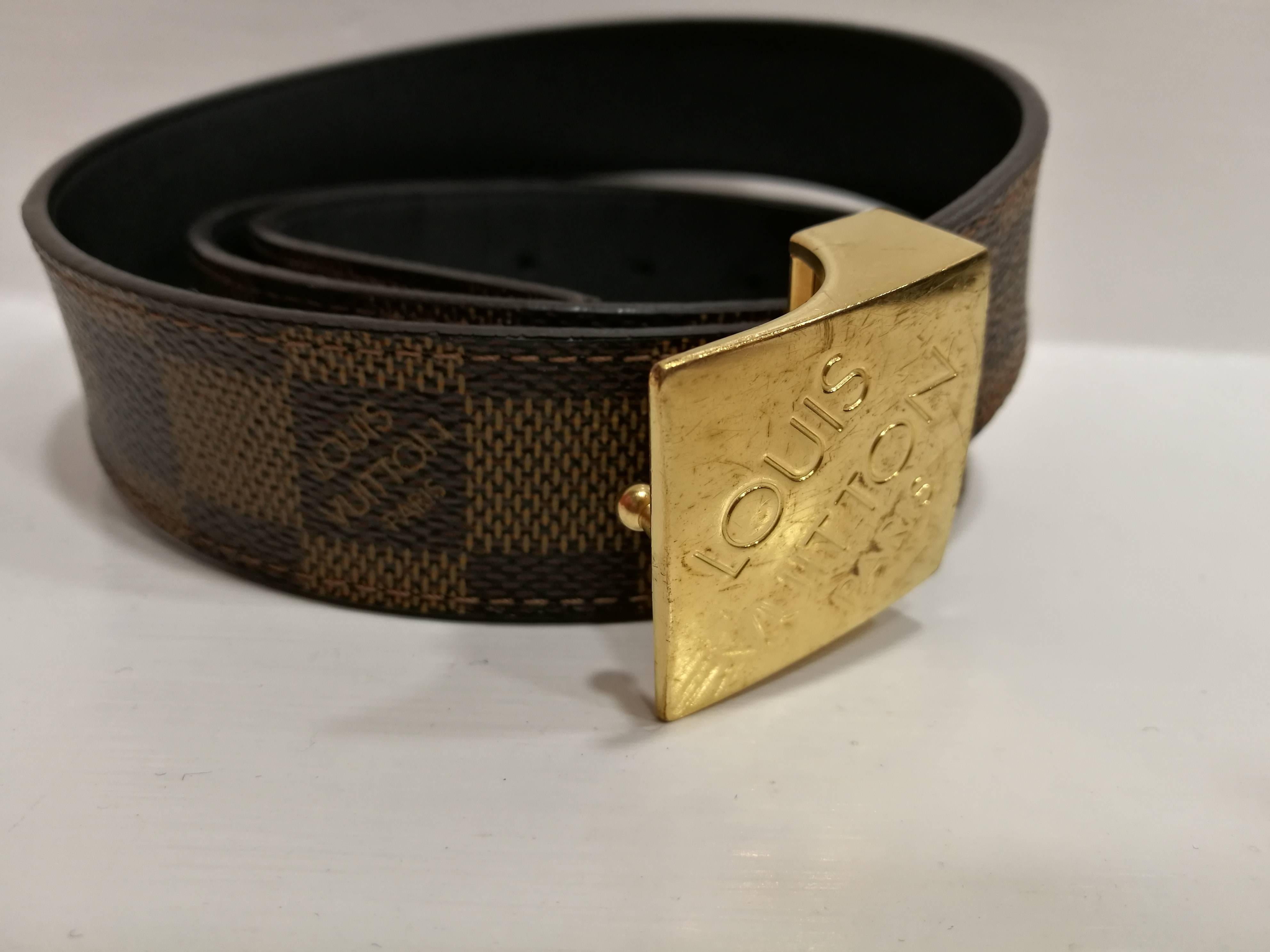 Louis Vuitton Damier belt gold tone hardware