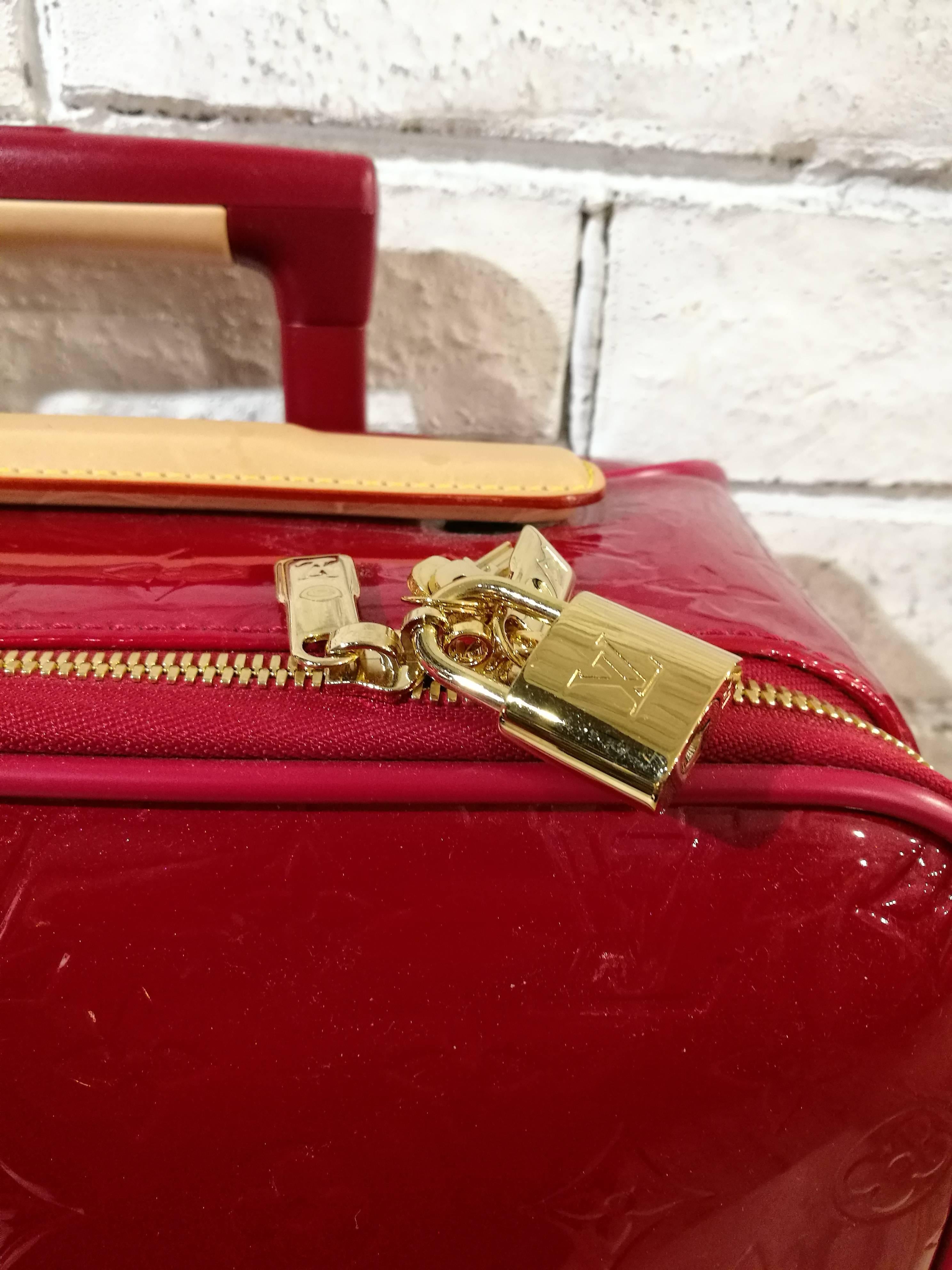 Red Louis Vuitton Vernis Leather Monogram Trolley