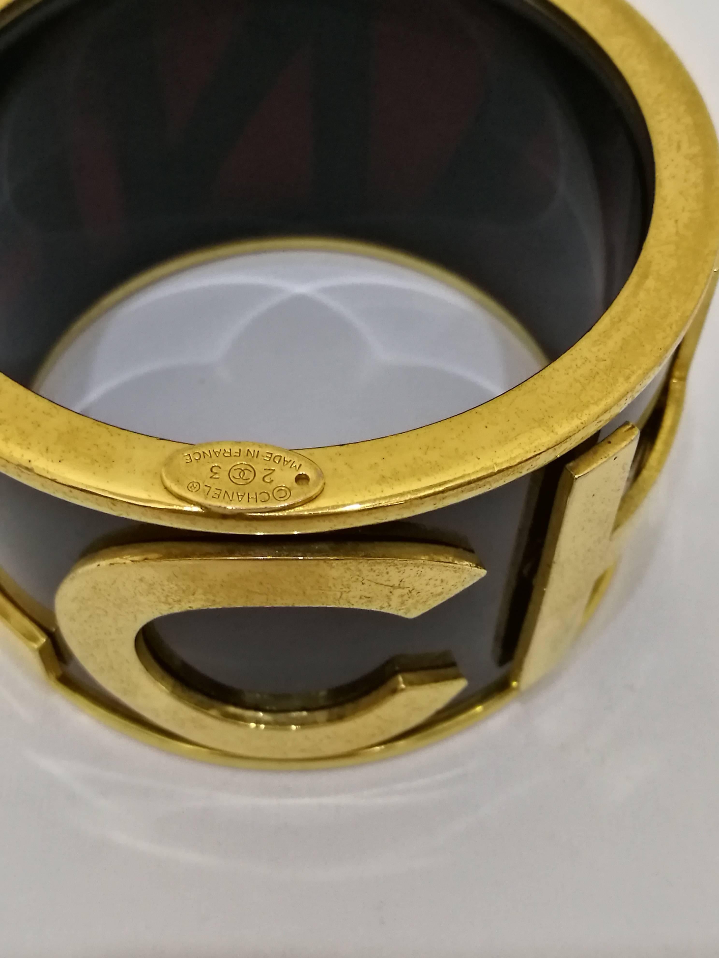 Chanel Black gold Bangle Bracelet 1
