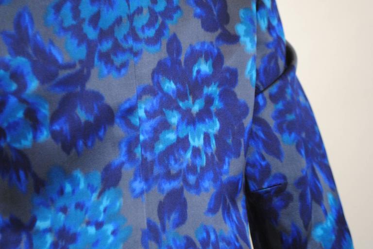 Eugenia Roma Anthracite Blu Flowers Coat at 1stDibs