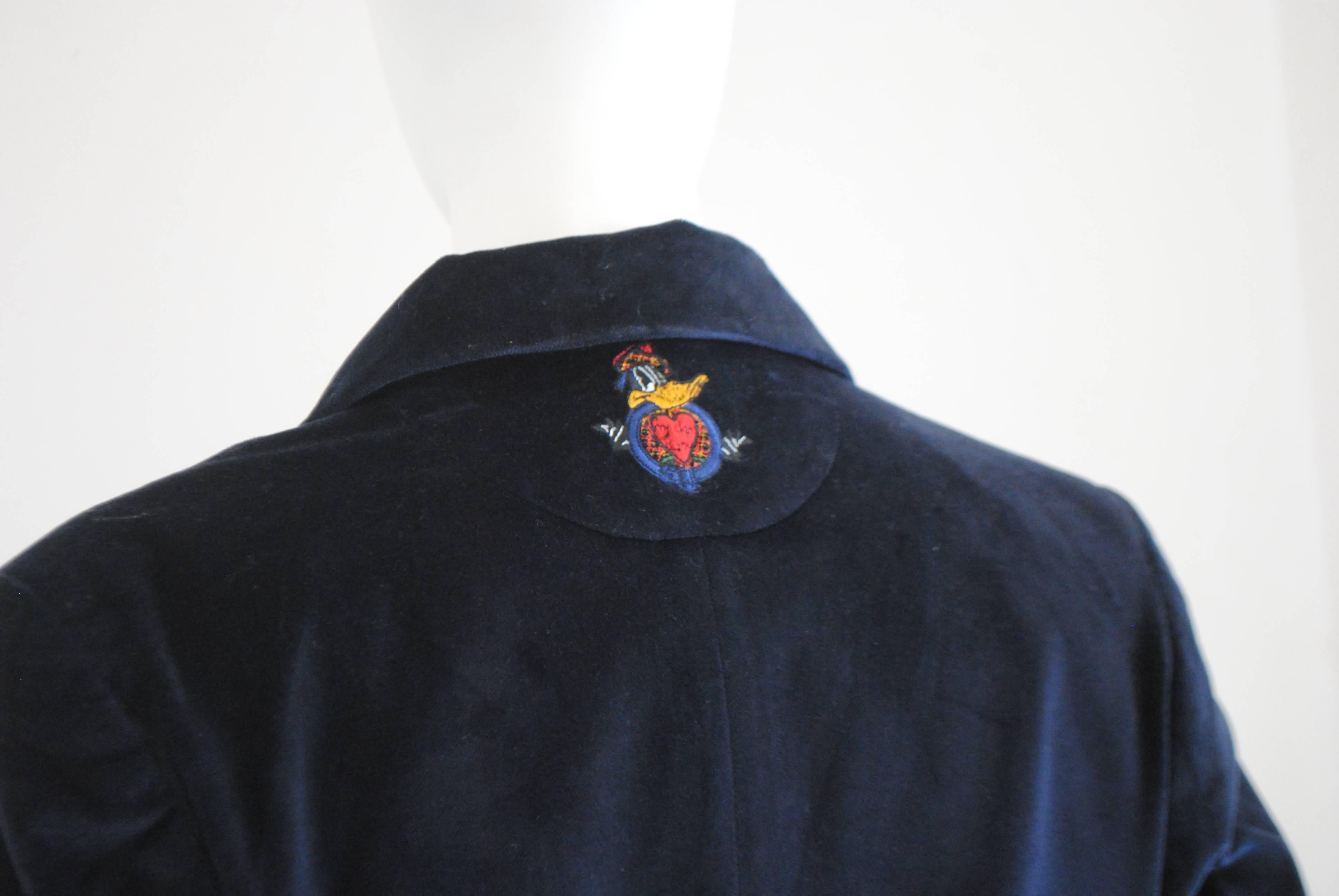 Manteau en velours bleu de Jean-Charles De Castelbajac des années 1980 Excellent état - En vente à Capri, IT