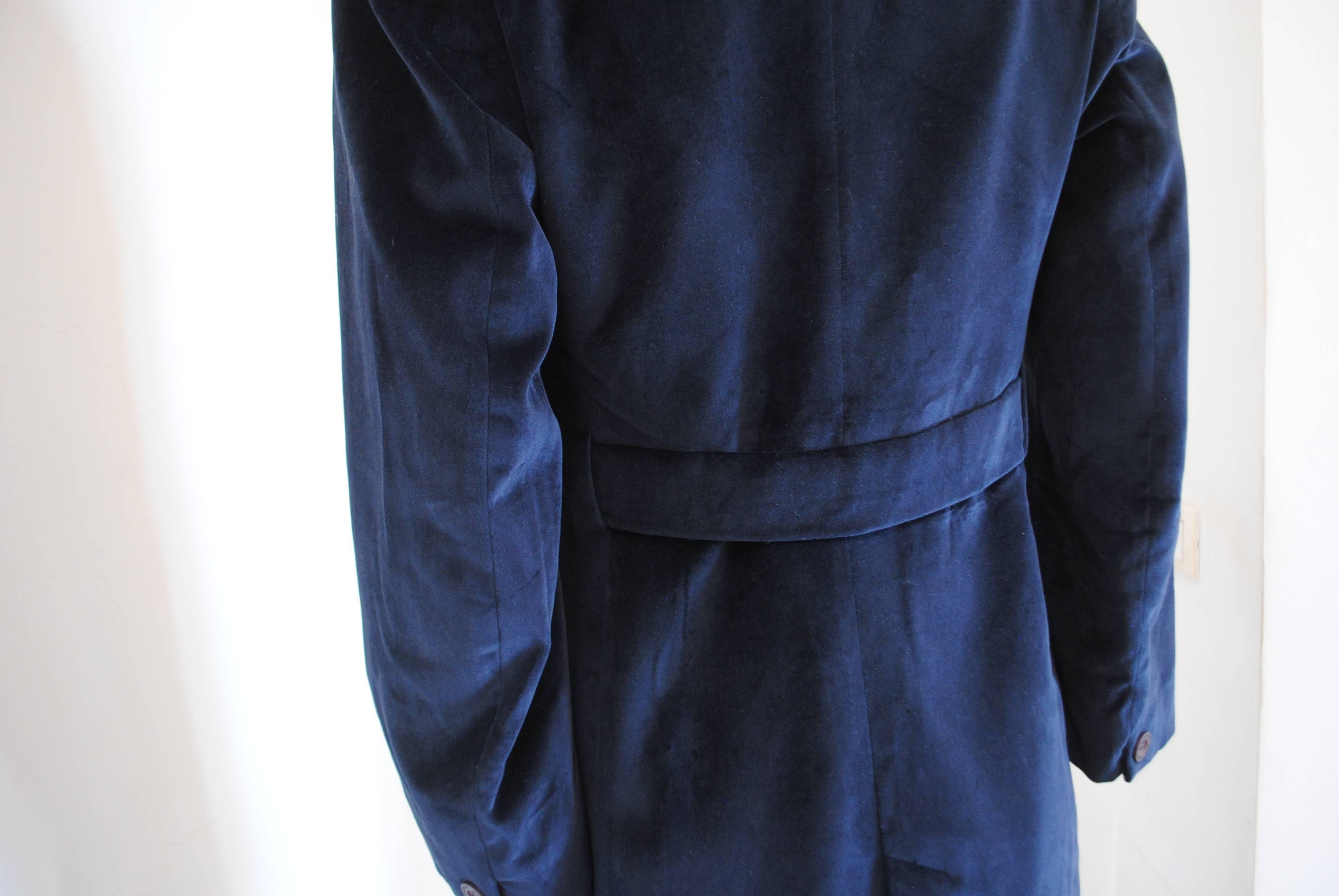 Manteau en velours bleu de Jean-Charles De Castelbajac des années 1980 en vente 2
