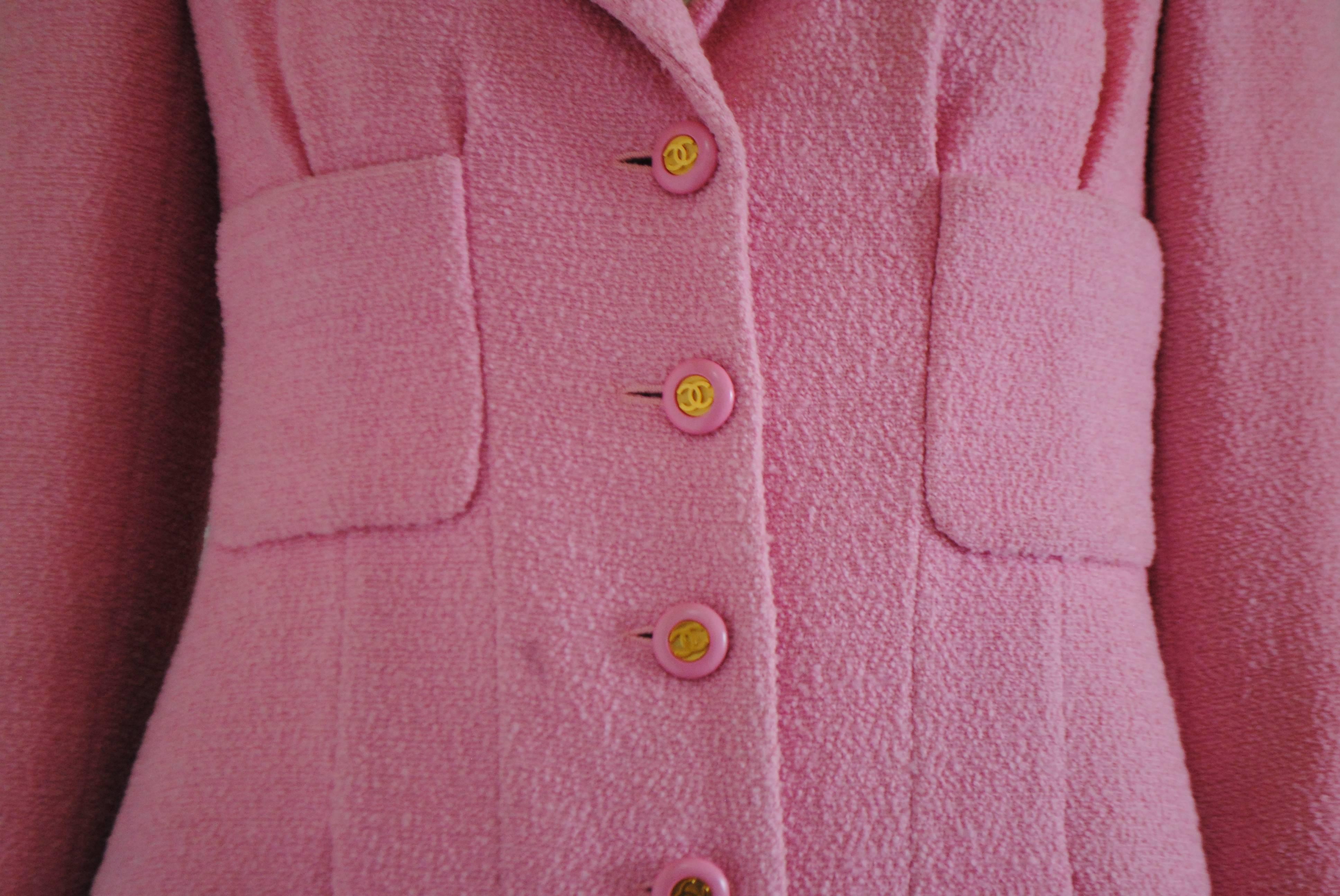 1992 Chanel Pink Boucle Wool Jacket 2