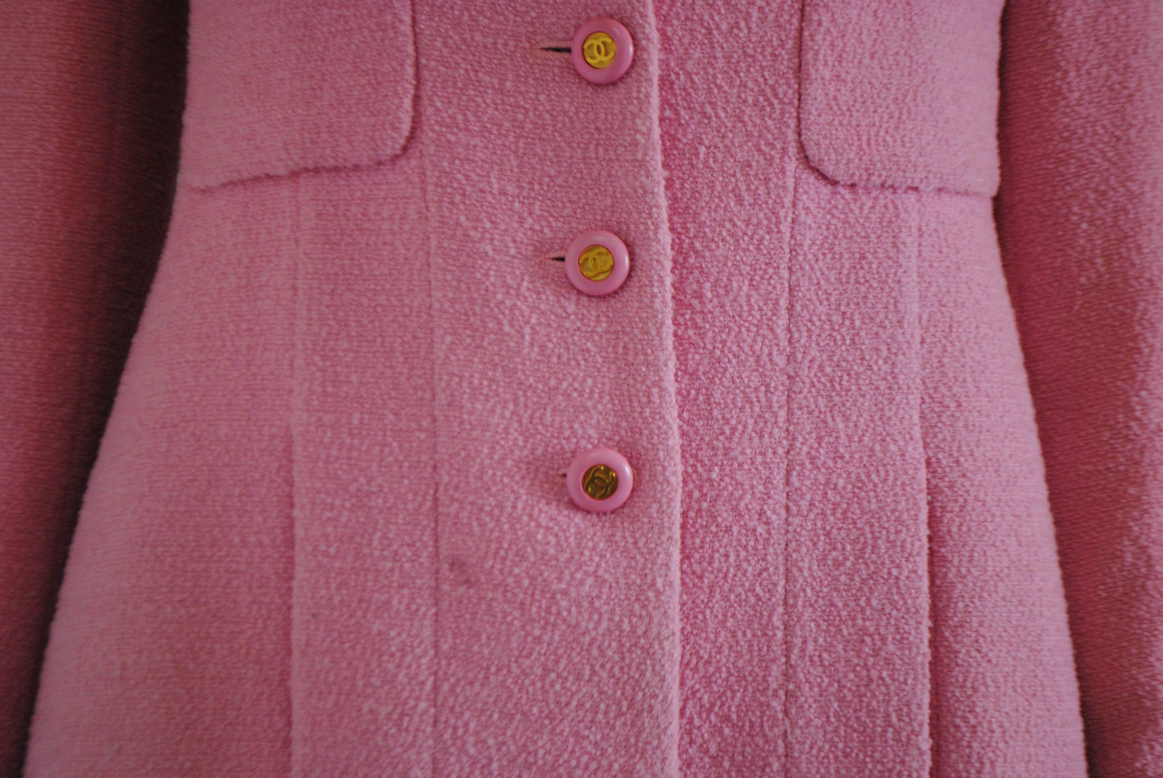 1992 Chanel Pink Boucle Wool Jacket 3