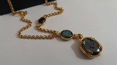 1995 Chanel Gold tone Black Stone CC Necklace