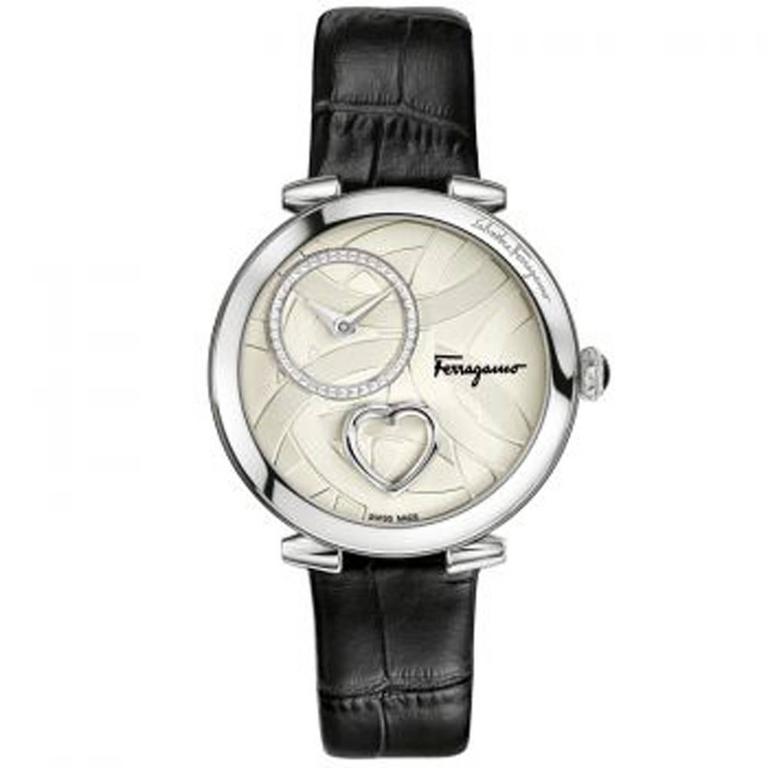 Salvatore Ferragamo Cuore Black Wrist Watch For Sale