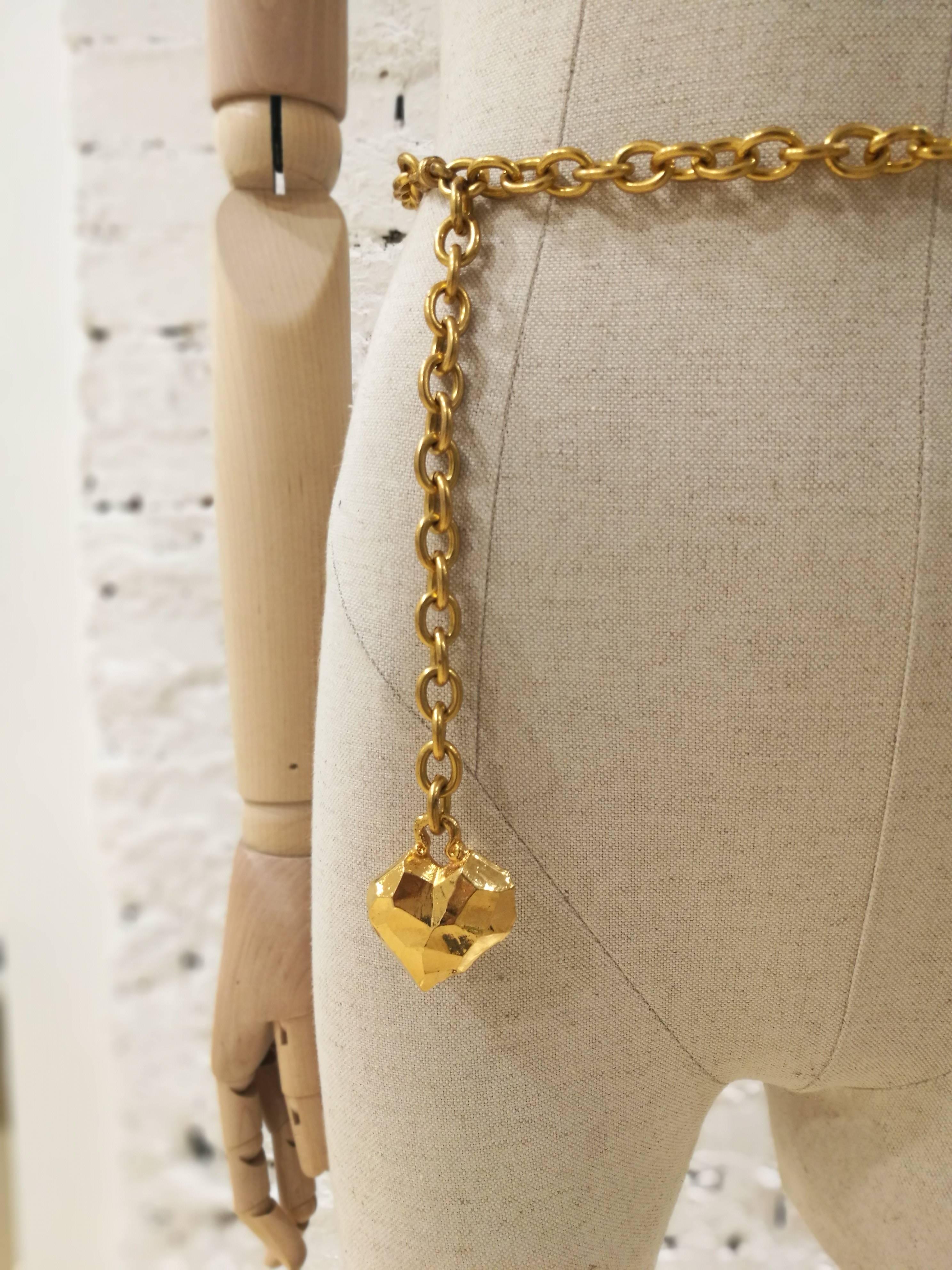 Sonia Rykiel gold tone heart pendant belt/necklace 

total lenght 85 cm